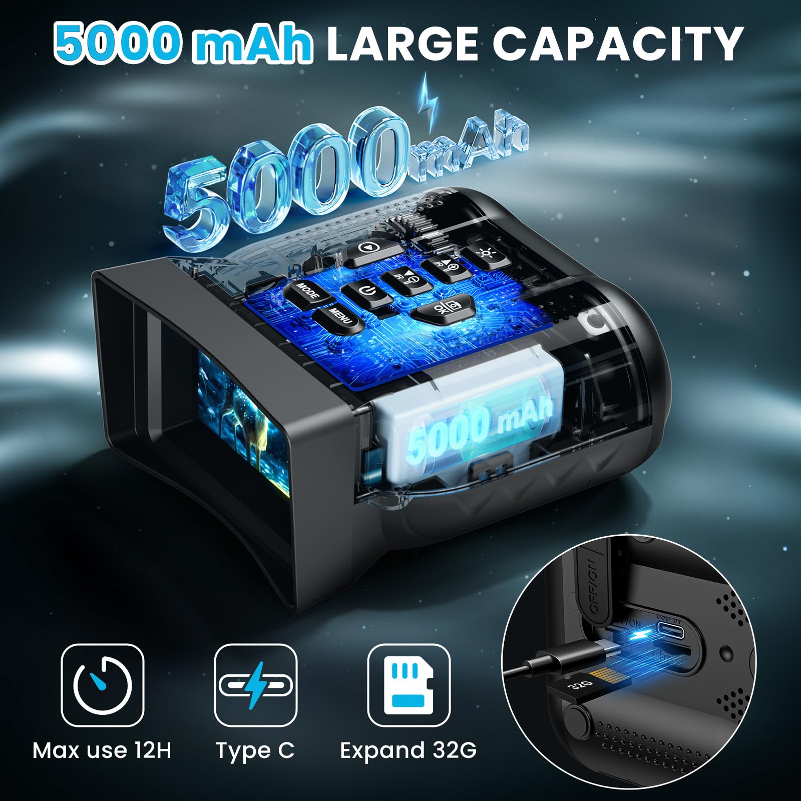 WARMTUYO 4K Night Vision Goggles with HD Display and Infrared