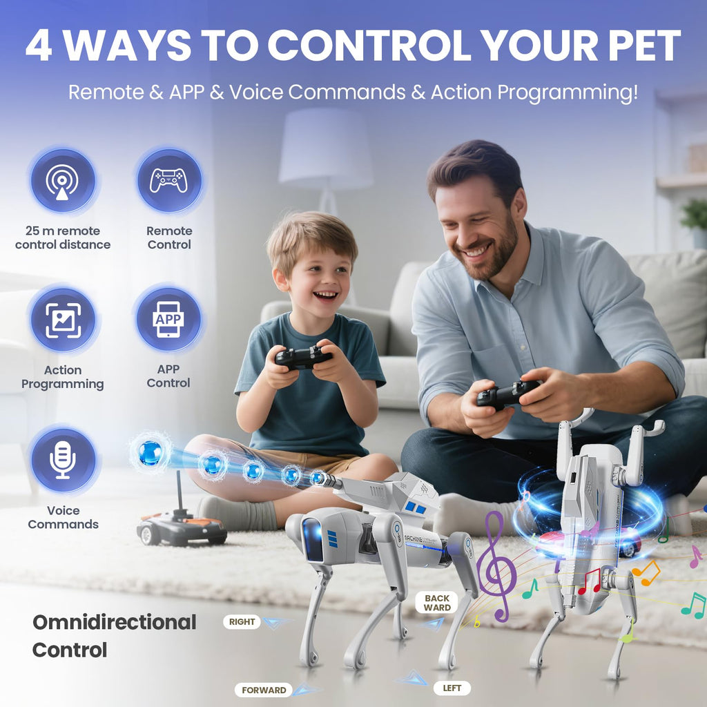 Interactive STEM Robot Dog with Blaster, Voice Control &