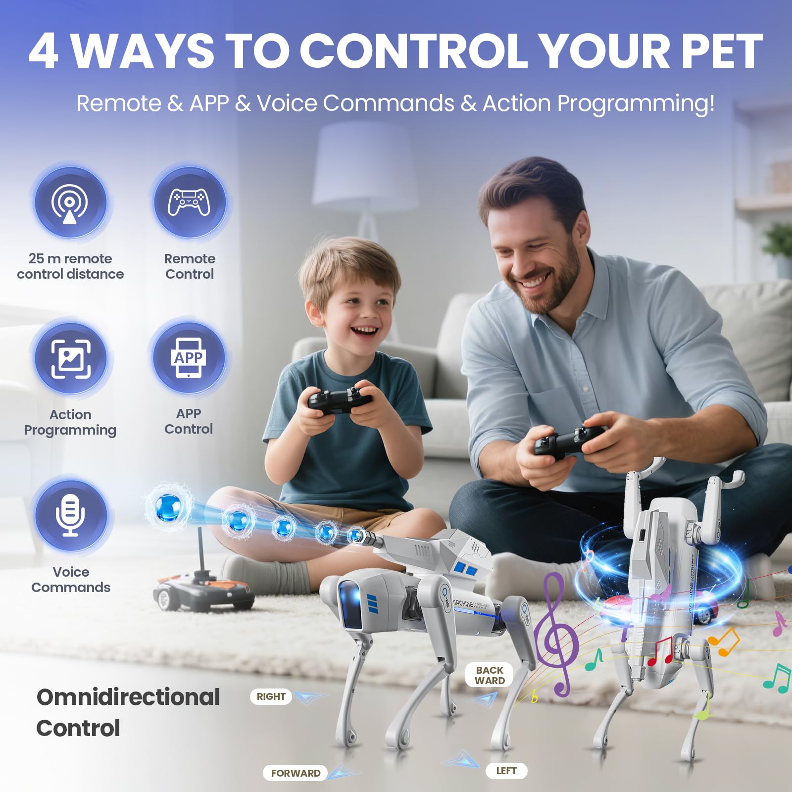 Interactive STEM Robot Dog with Blaster, Voice Control &
