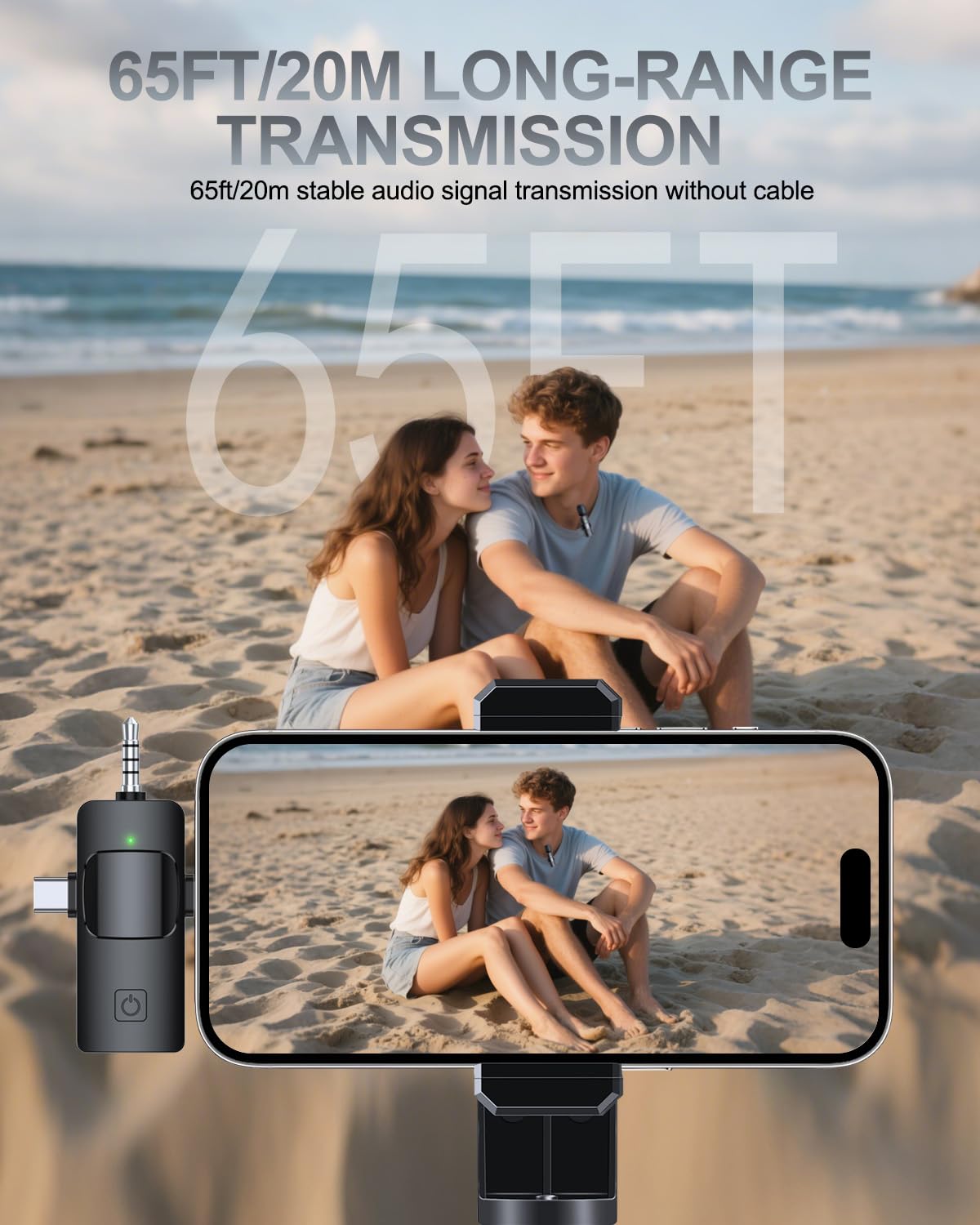 PQRQP 3 in 1 Professional Wireless Lavalier Microphone for iPhone, Android, Camera, Wireless Microphones, Mini Microphone, Crystal Clear Sound Quality for Recording, Live Streaming, Microphone Clips