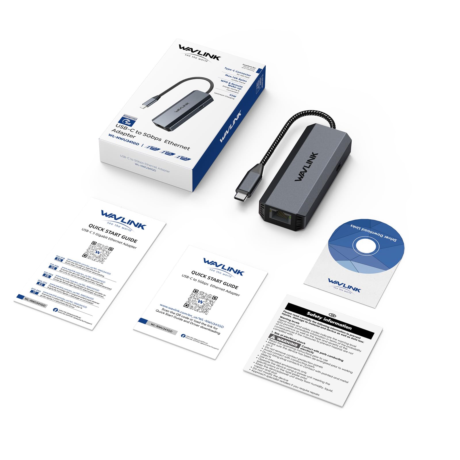 Adaptador USB-C a Ethernet 5Gbps 95W PD NWU341GD