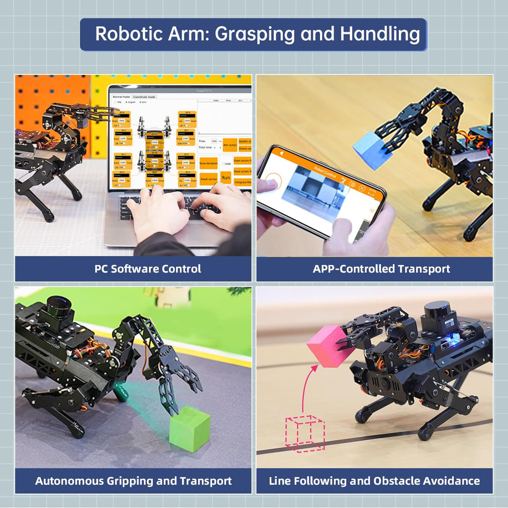 PuppyPi Robot Dog with ChatGPT Large AI Models AI Embodied Intelligence ROS Robotic Dog Vision Scene Voice Understanding SLAM Mapping Navigation Bionic Quadruped Robot, Advanced Kit & RaspberryPi5 4GB