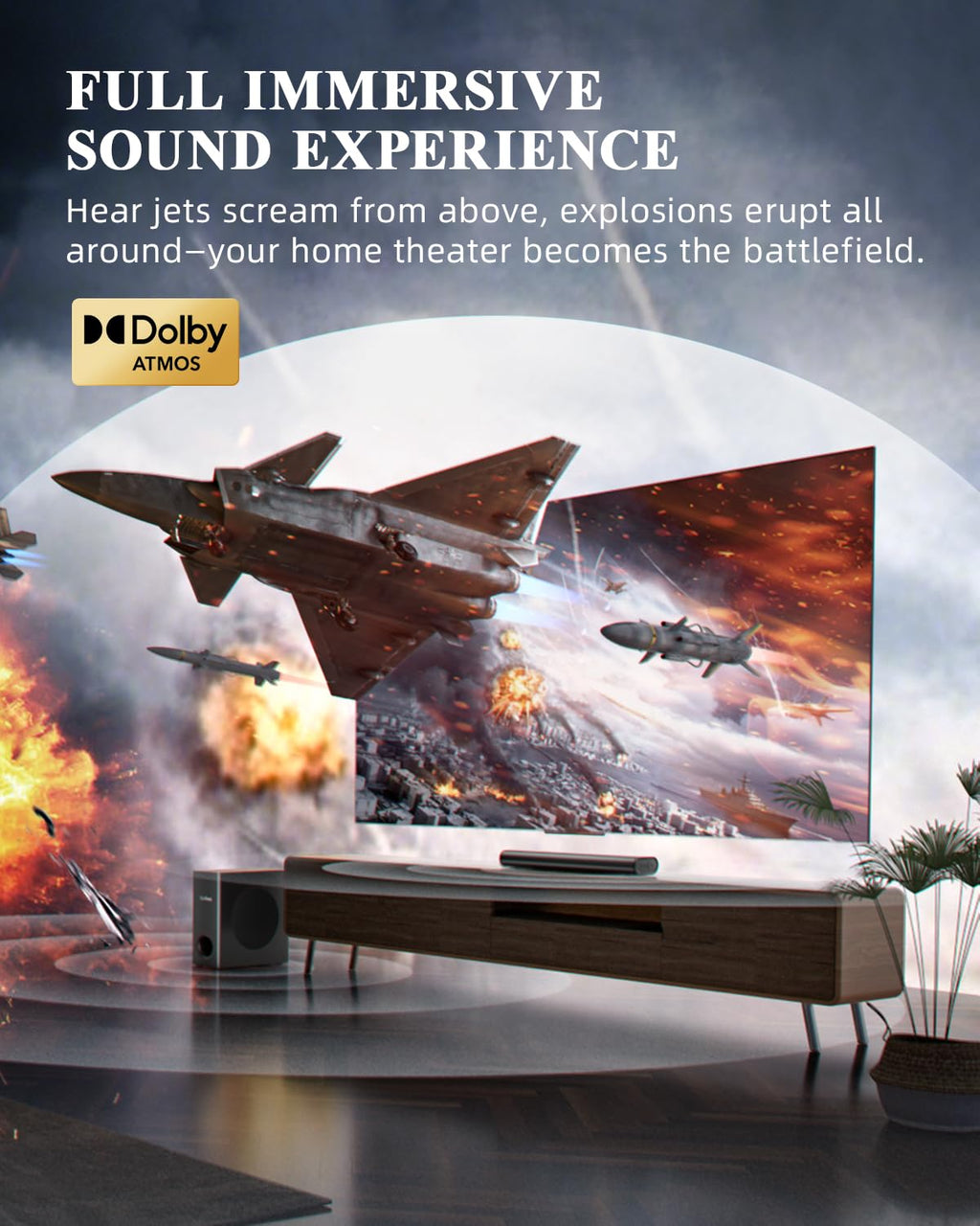 Barra de Sonido Dolby Atmos con Subwoofer Inalámbrico Sistema