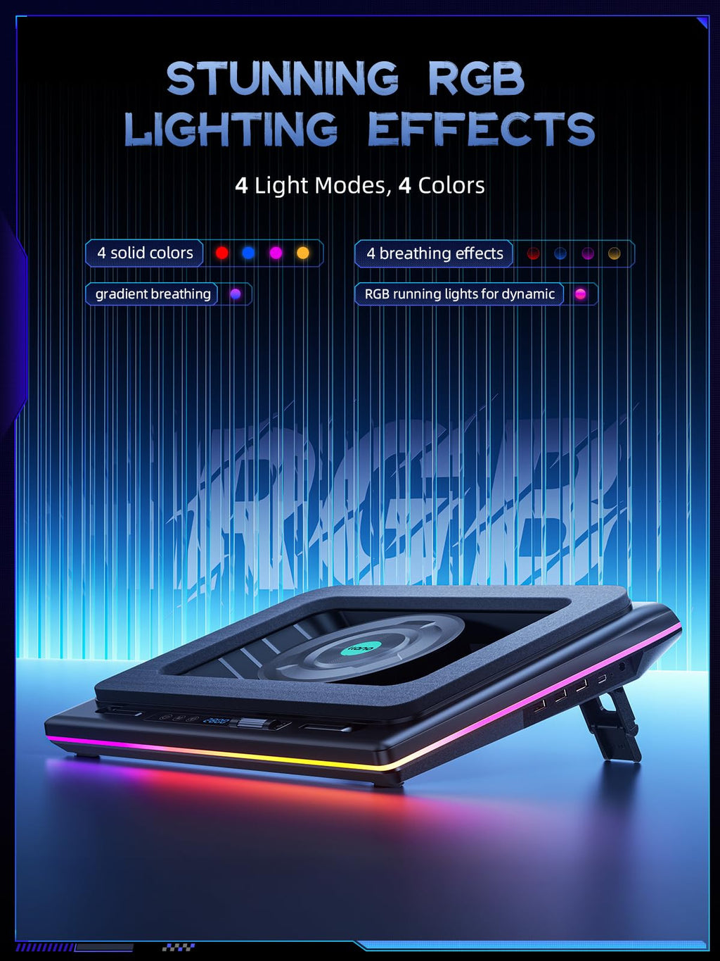 Base de Enfriamiento para Portátil Gaming Turbofan V12 RGB