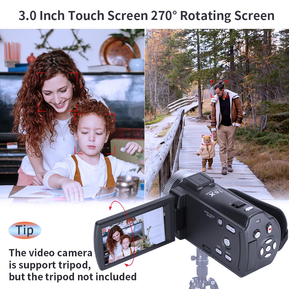 ORDRO HDV-V12 1080P HD Video Camera Recorder with Rotating Screen