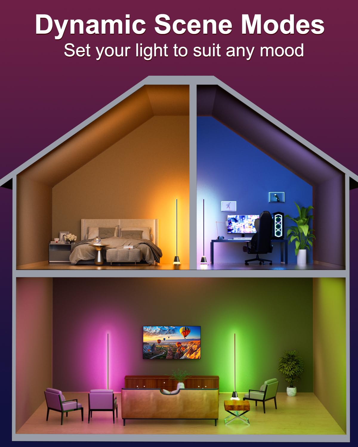 Smart RGB Corner Floor Lamp with 172 LEDs