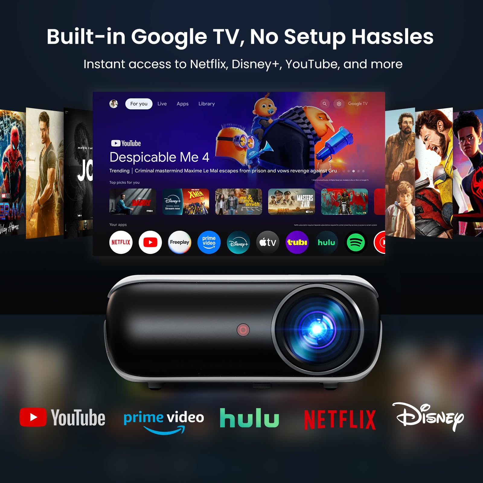4K UHD Google TV Smart Projector with Dolby Sound