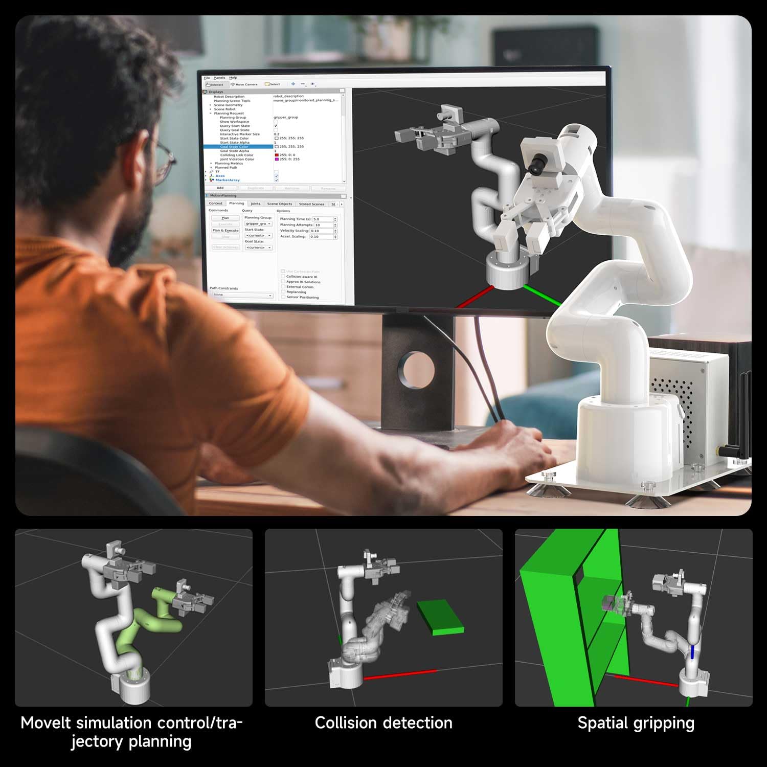 Bras Robotique ROS 7-DOF Programmable avec Pince Adaptative pour