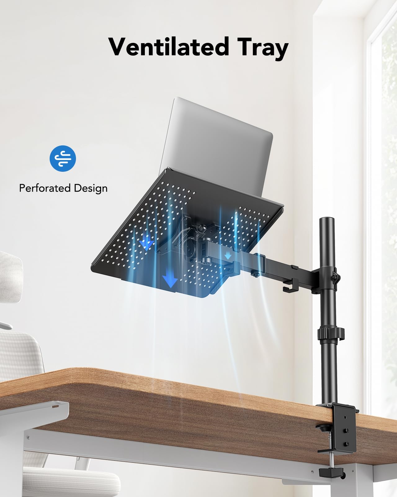 Laptop Desk Mount 17-32 Monitor Arm Ventilated Tray