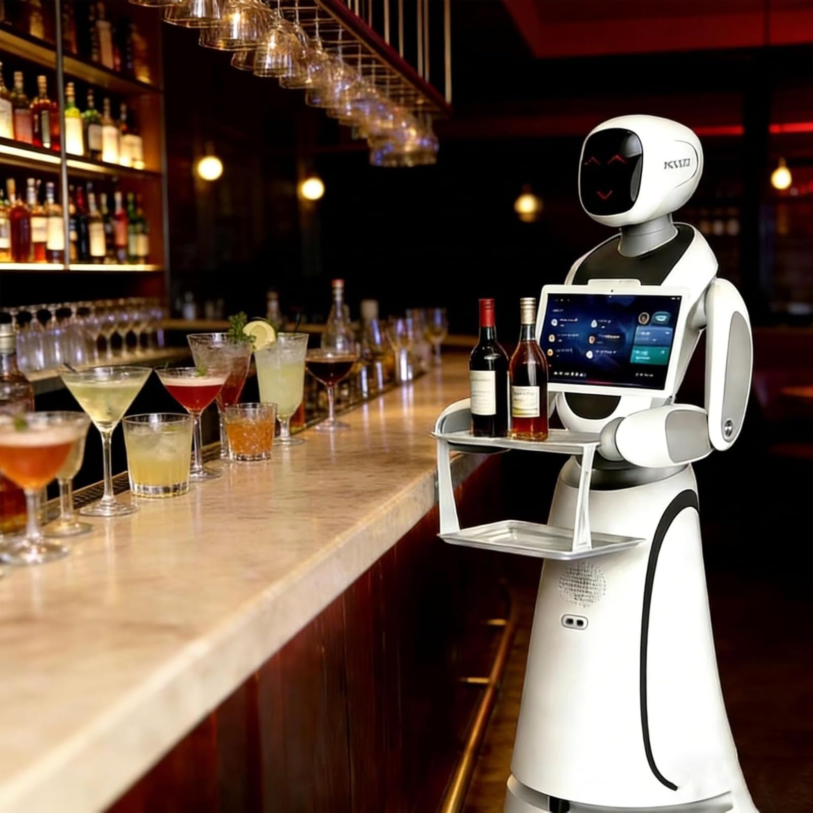 AI Food Delivery Robot, Smart Restaurant Service Robot with Autonomous Navigation and Multi-Order Delivery, Touchscreen Interface for Hotels Cafeterias and Food Courts