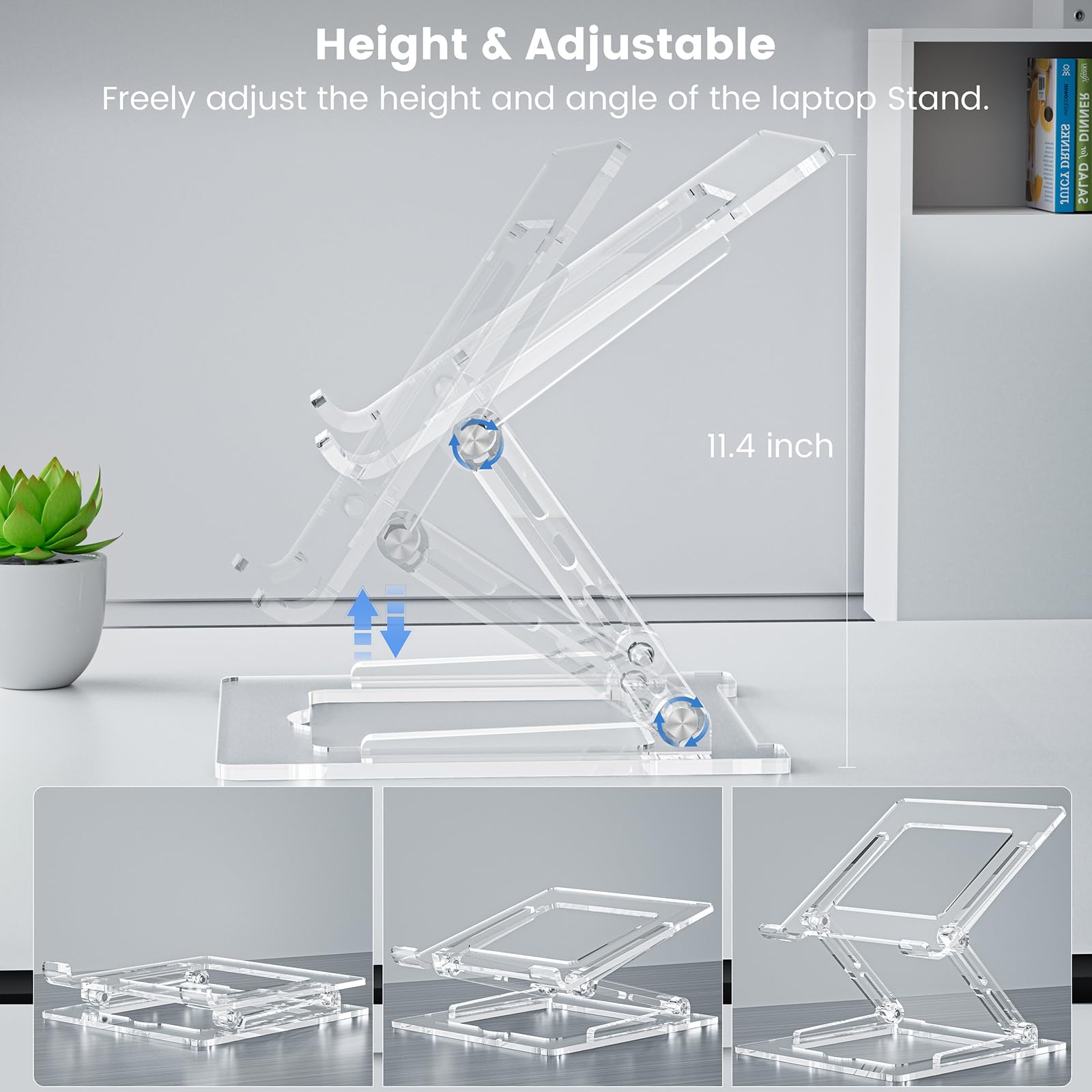Soporte Ergonómico Ajustable para Portátil de Acrílico F120Y