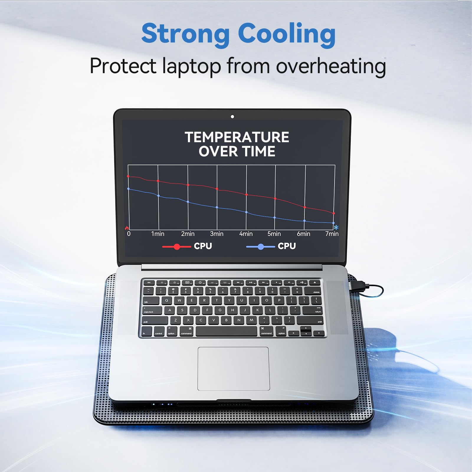 Base de enfriamiento para portátil con 3 ventiladores LED