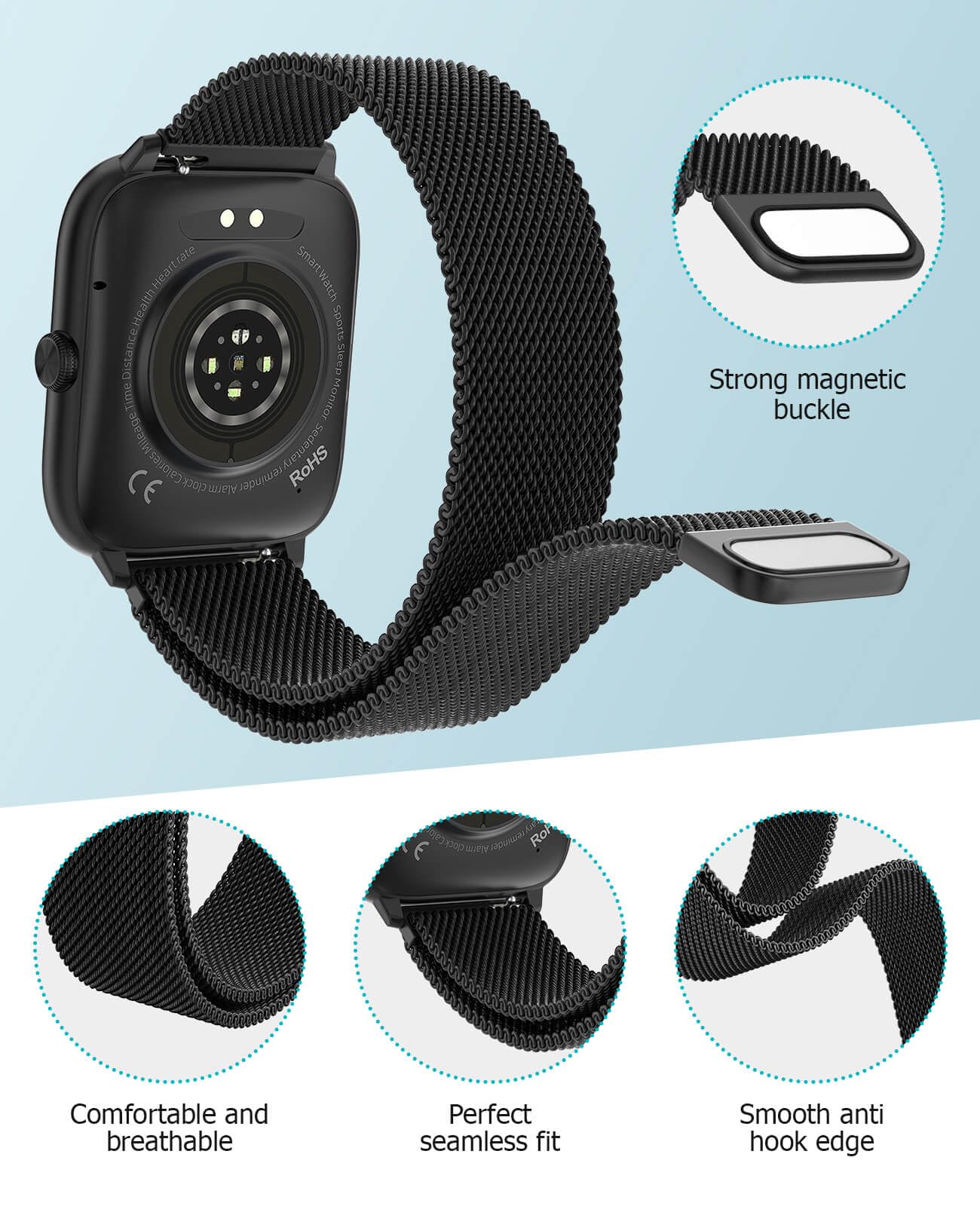 Smart Watch for Men with Blood Pressure Monitor, 2.06" AMOLED Always-On Display, IP68 Waterproof Fitness Tracker, 118 Sports Modes, Heart Rate/SpO2/Sleep Monitor, Compatible with Android iPhone