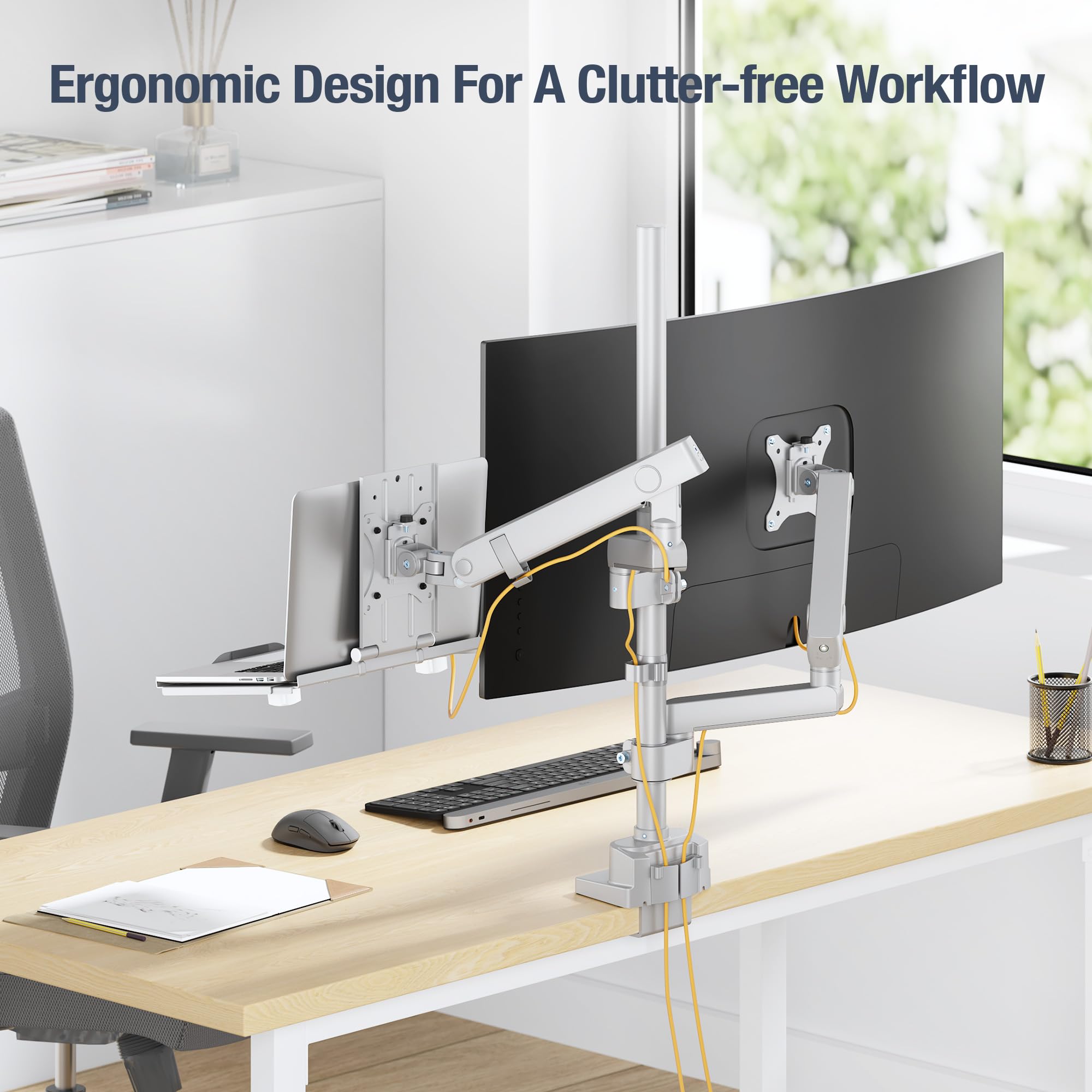Soporte de Brazo para Monitor Doble con Montaje Superior