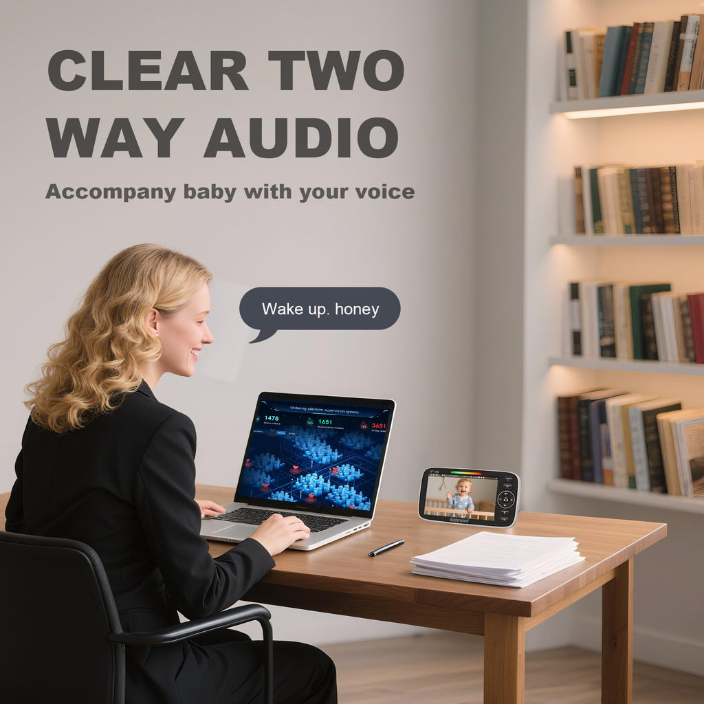 5'' Video Baby Monitor | No WiFi, 48H Battery, Pan-Tilt-Zoom & Night Vision