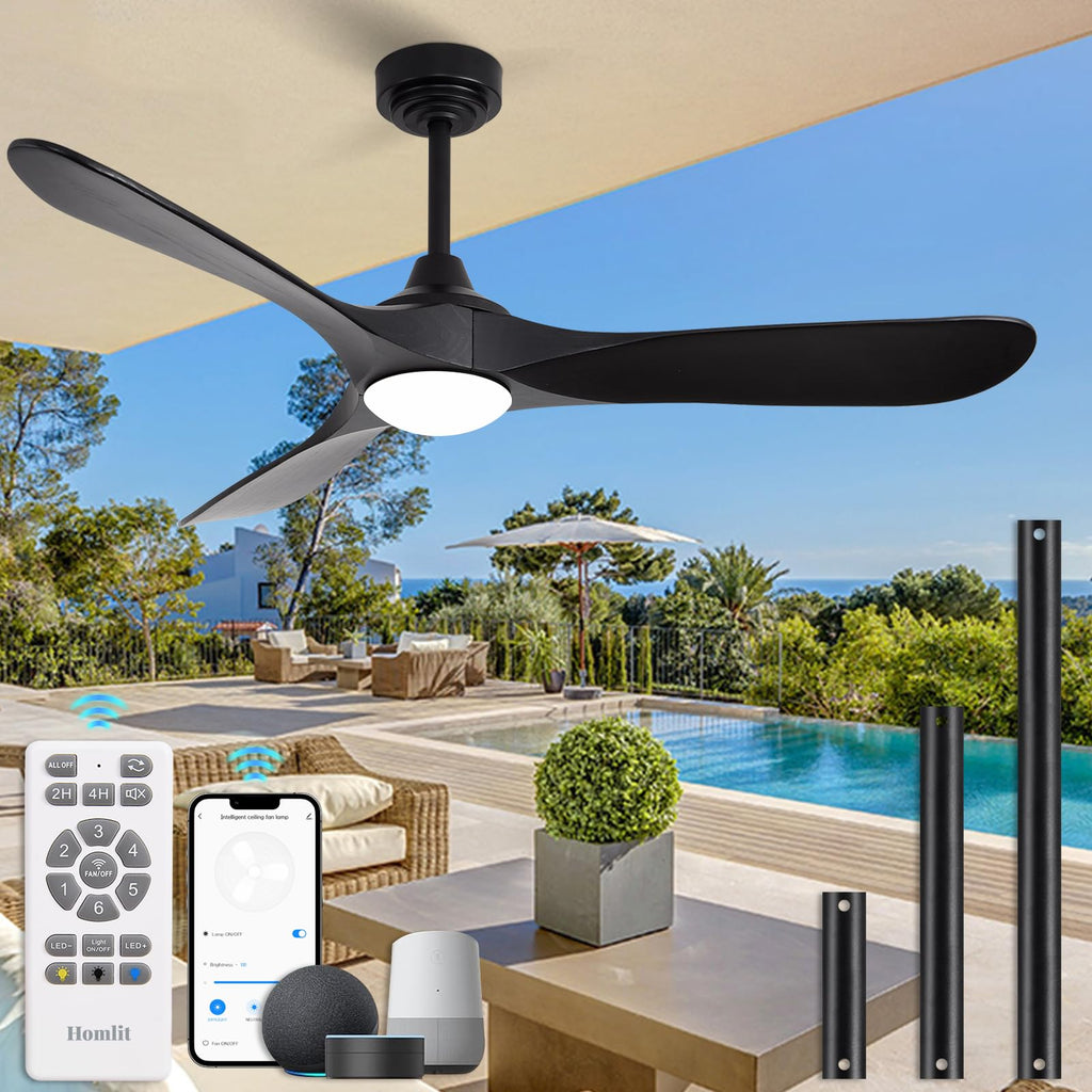 Smart WiFi Outdoor Ceiling Fan 52" with Light and