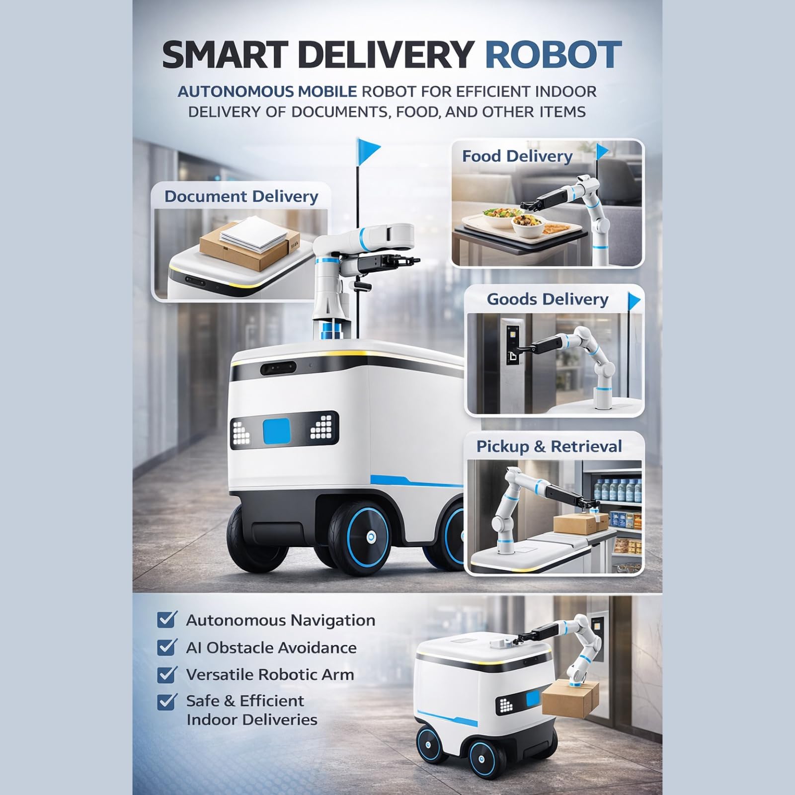 Vielseitiger Automatisierter Lieferroboter für Lebensmittel & Pakete