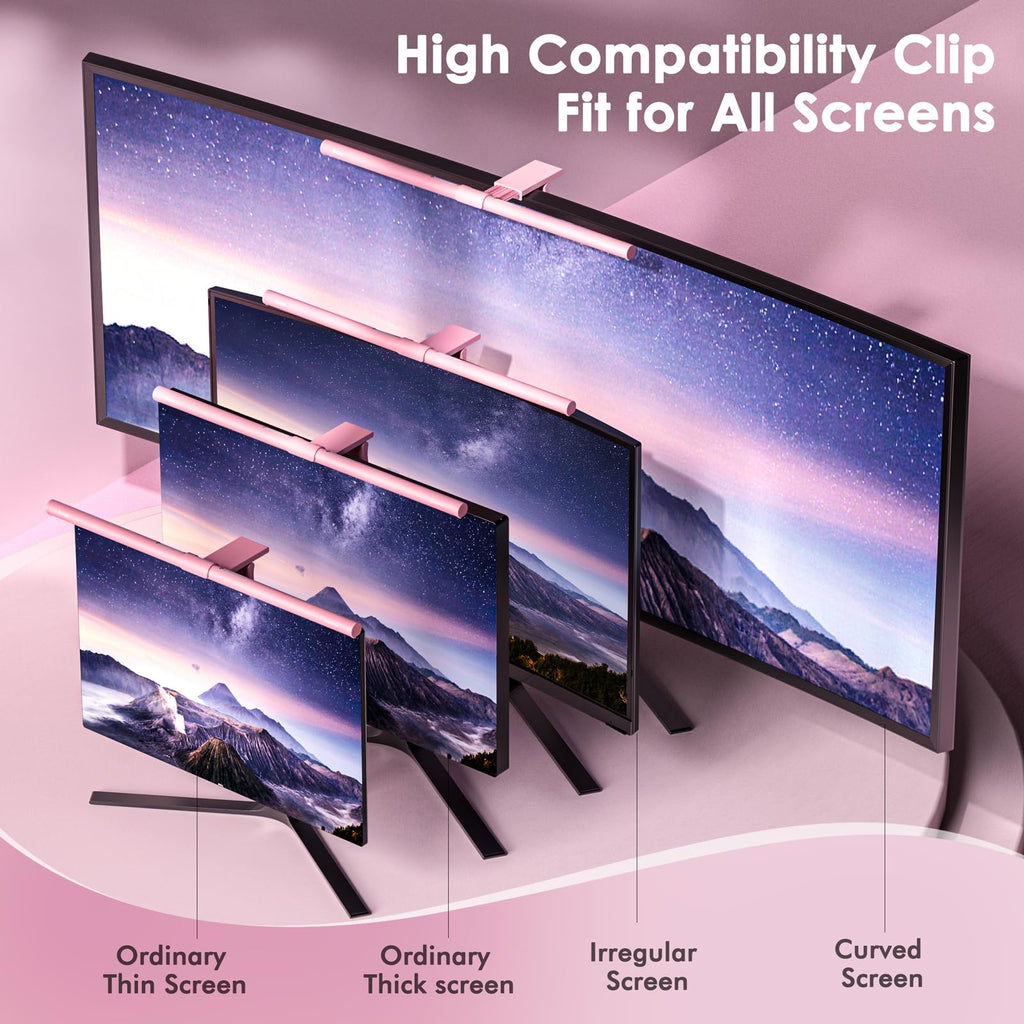 Pink Monitor Light Bar with Remote Eye-Care No Glare