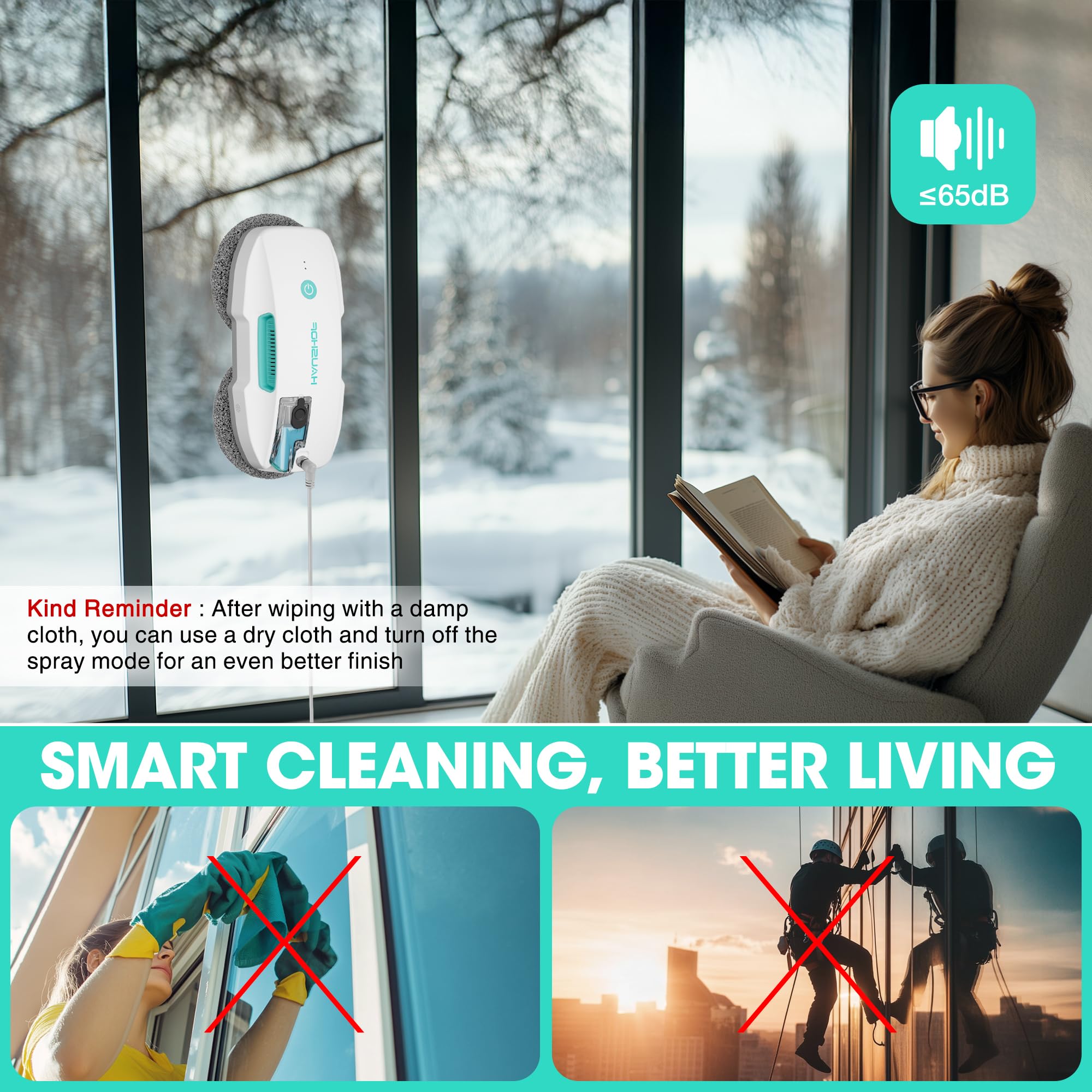 HAUSHOF Robot Window Cleaner with 3800Pa Suction and Auto Water System