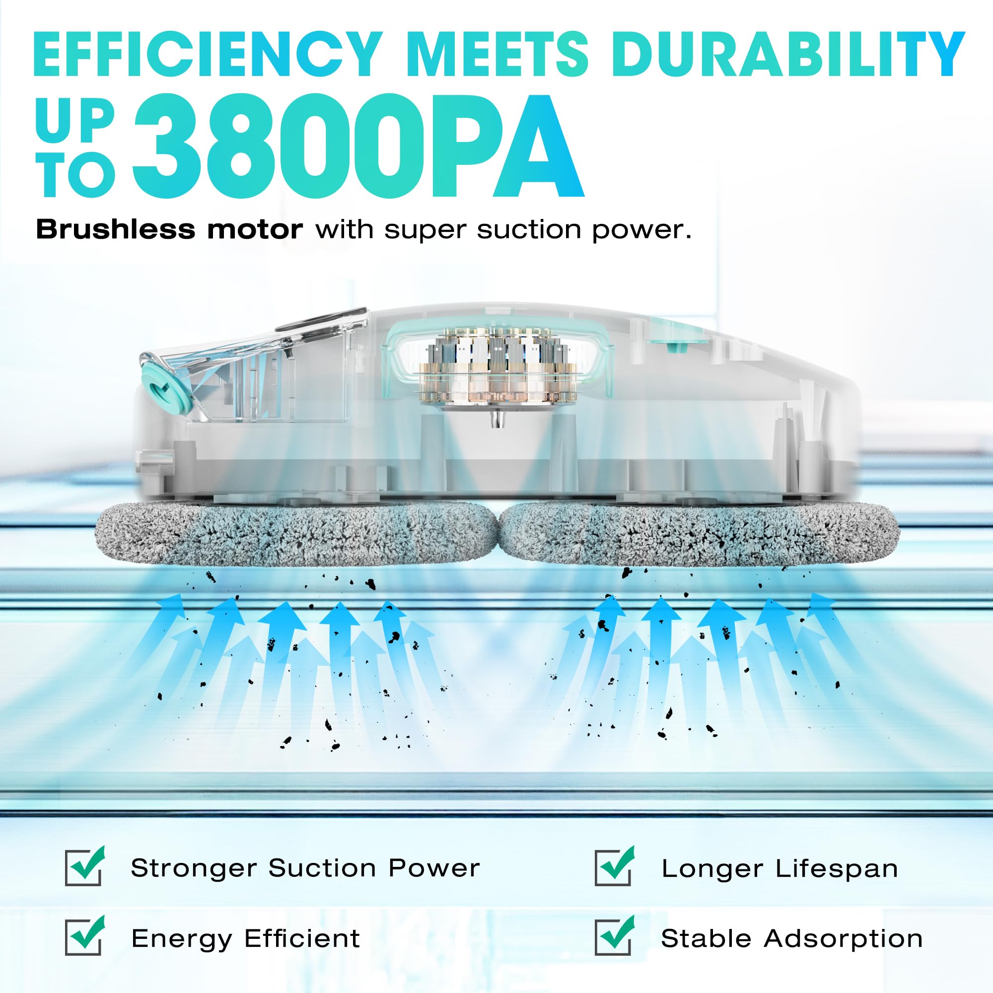 HAUSHOF Robot Window Cleaner with 3800Pa Suction and Auto Water System