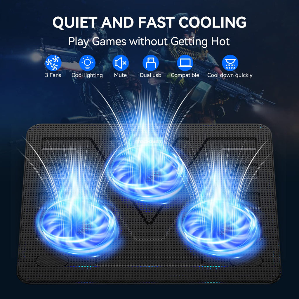 Base de enfriamiento para portátil con 3 ventiladores LED
