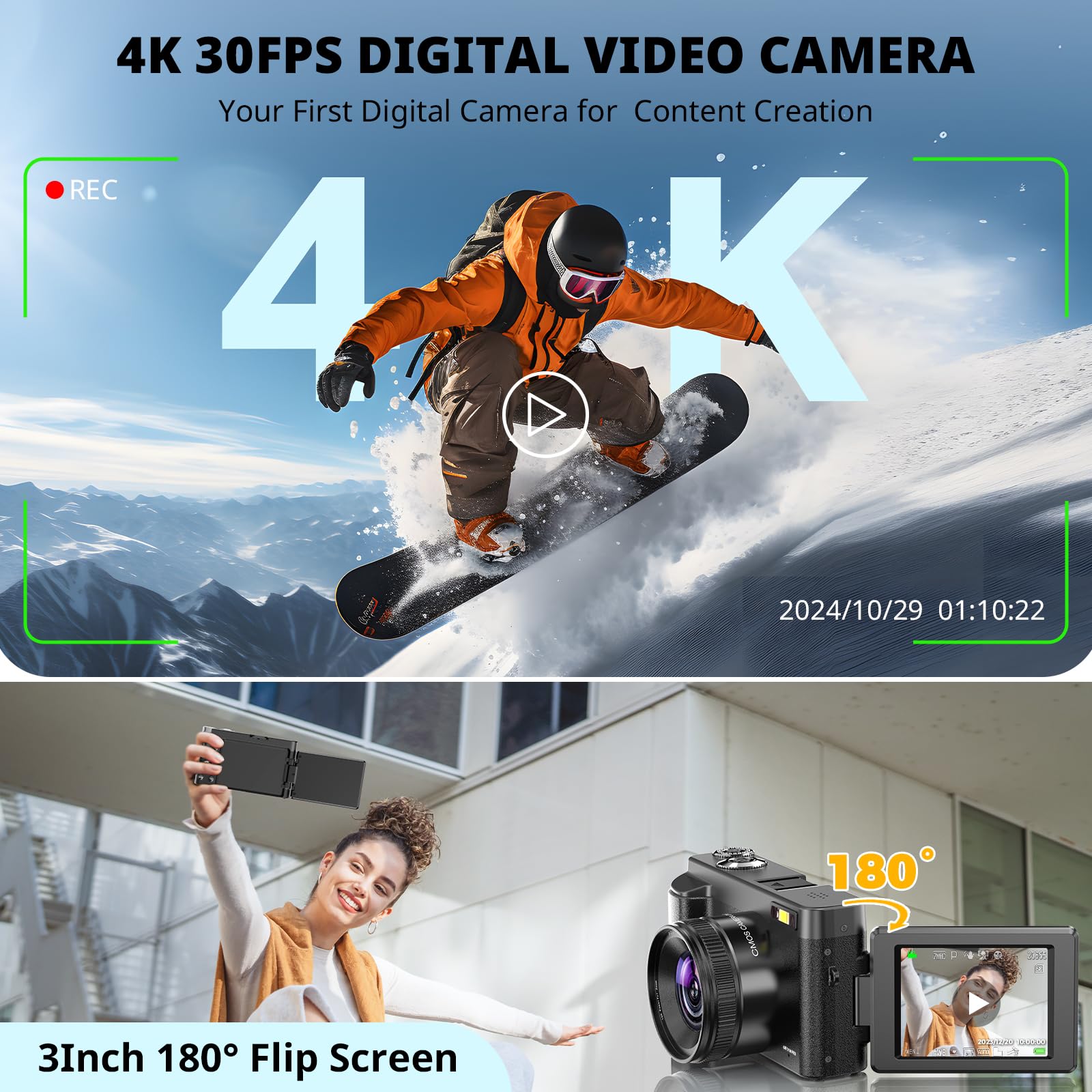 4K Цифровая камера DC101 с автофокусом 48 Мп для