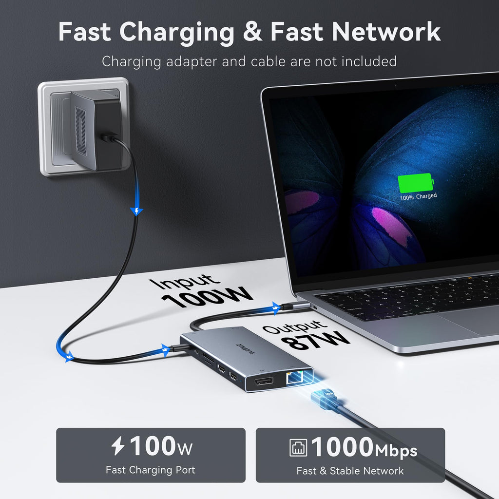 Estación de acoplamiento USB-C 15 en 1 2 HDMI