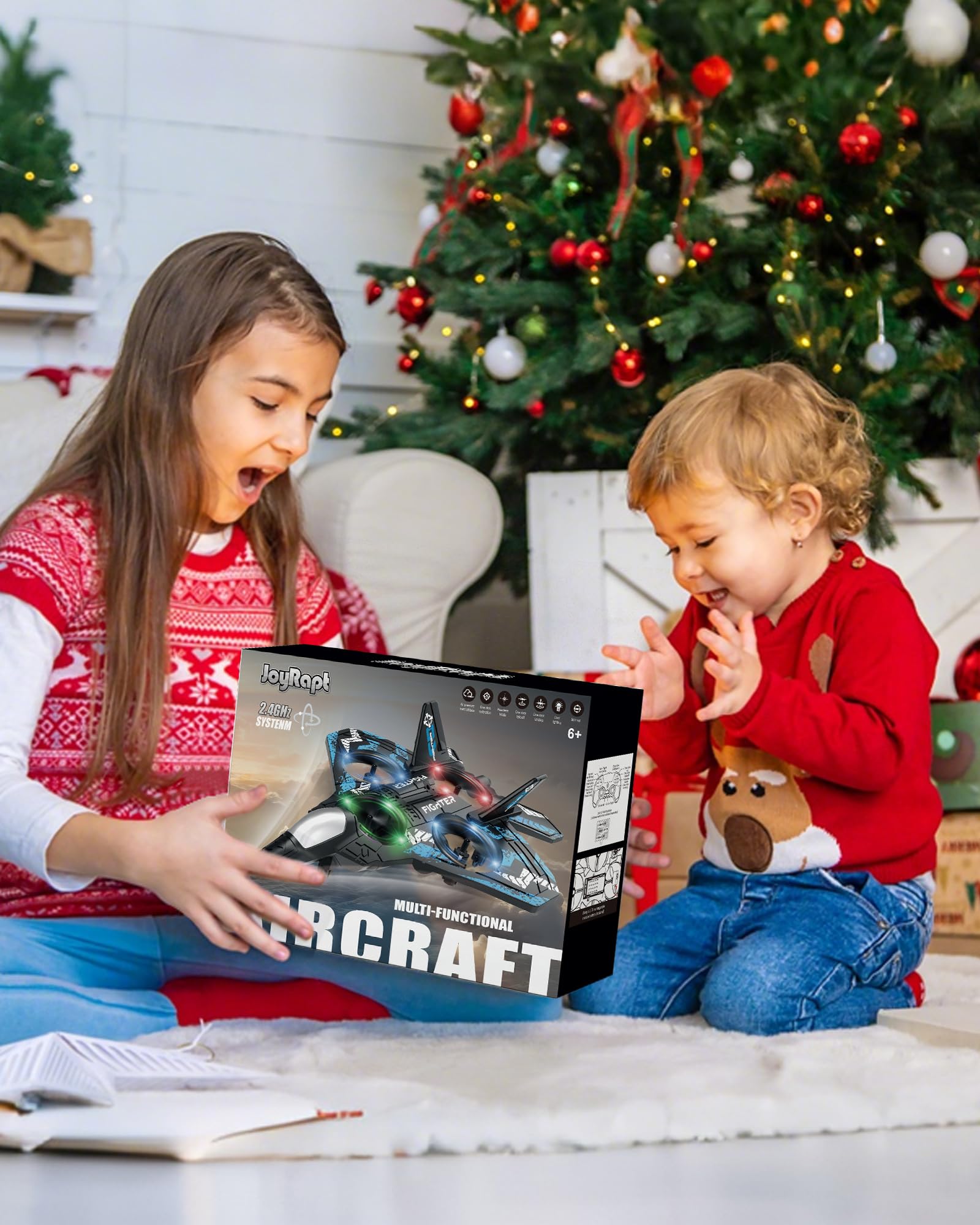 JoyRapt Drones for Kids Form RC Plane, Remote Control Airplane, Aircrafts for Boys and Girls, Jet Helicopter Drones with LED Lights 360° Flip, 2 Rechargeable Batteries Easter Gift for Kids