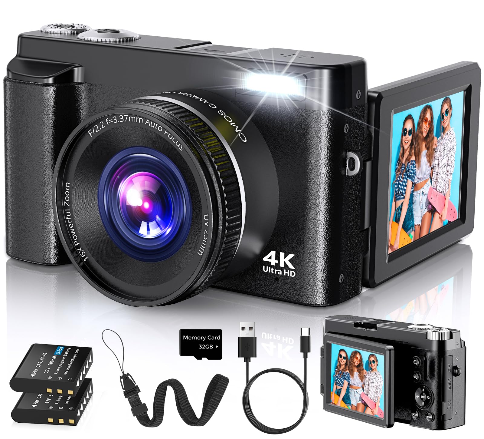 4K Цифровая камера DC101 с автофокусом 48 Мп для