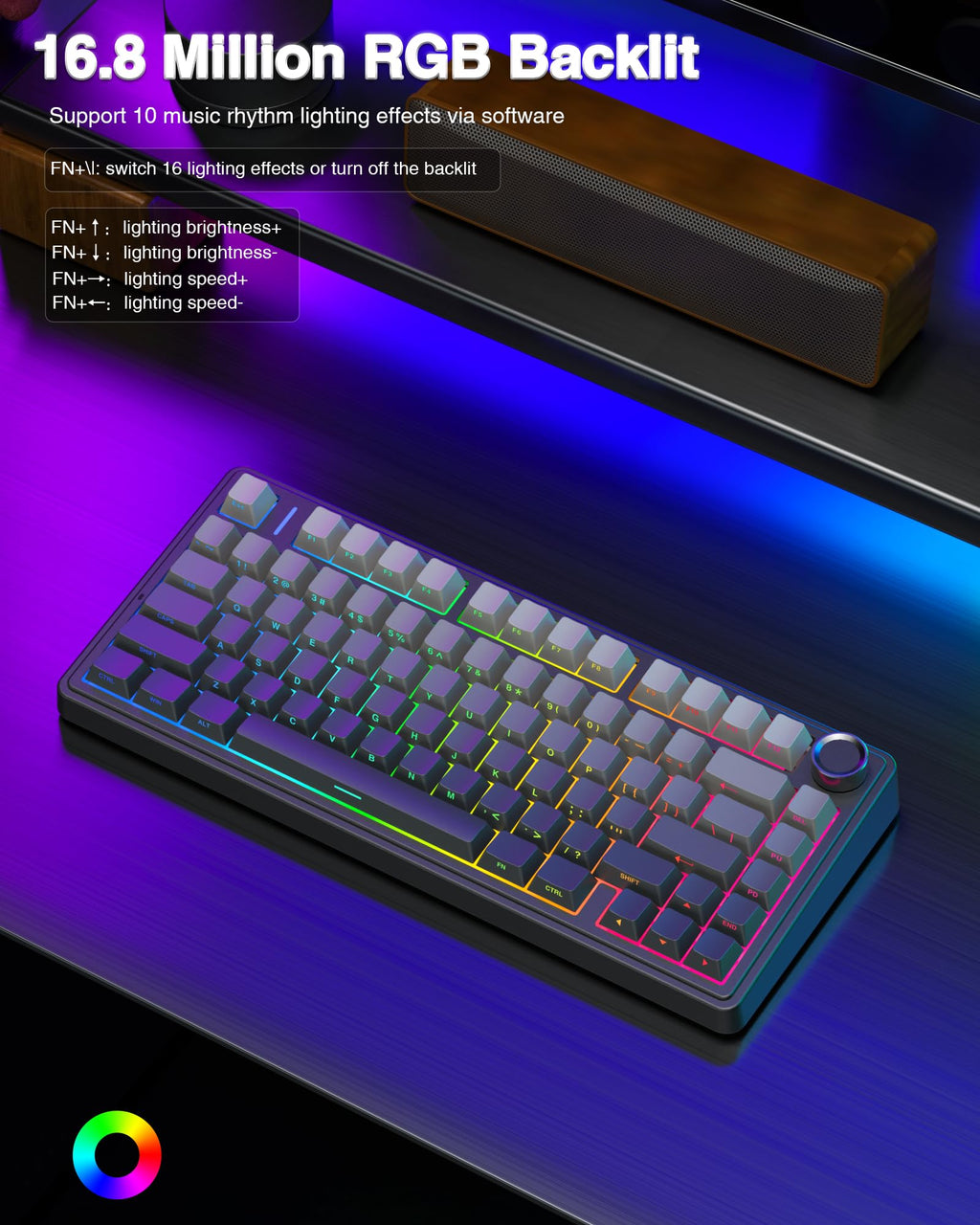 Teclado Mecánico Inalámbrico F75 Pro 75% Hot Swappable RGB