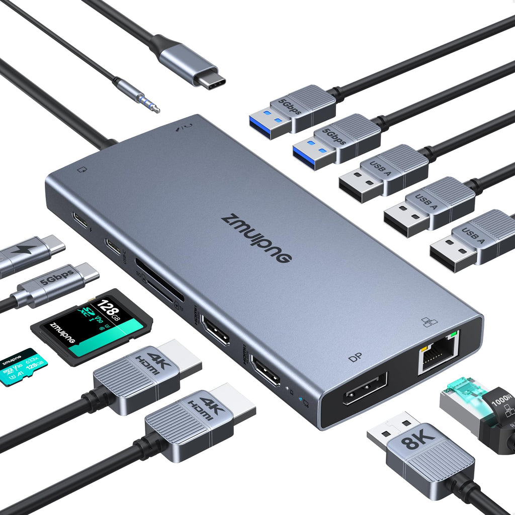 Estación de acoplamiento USB-C 15 en 1 2 HDMI