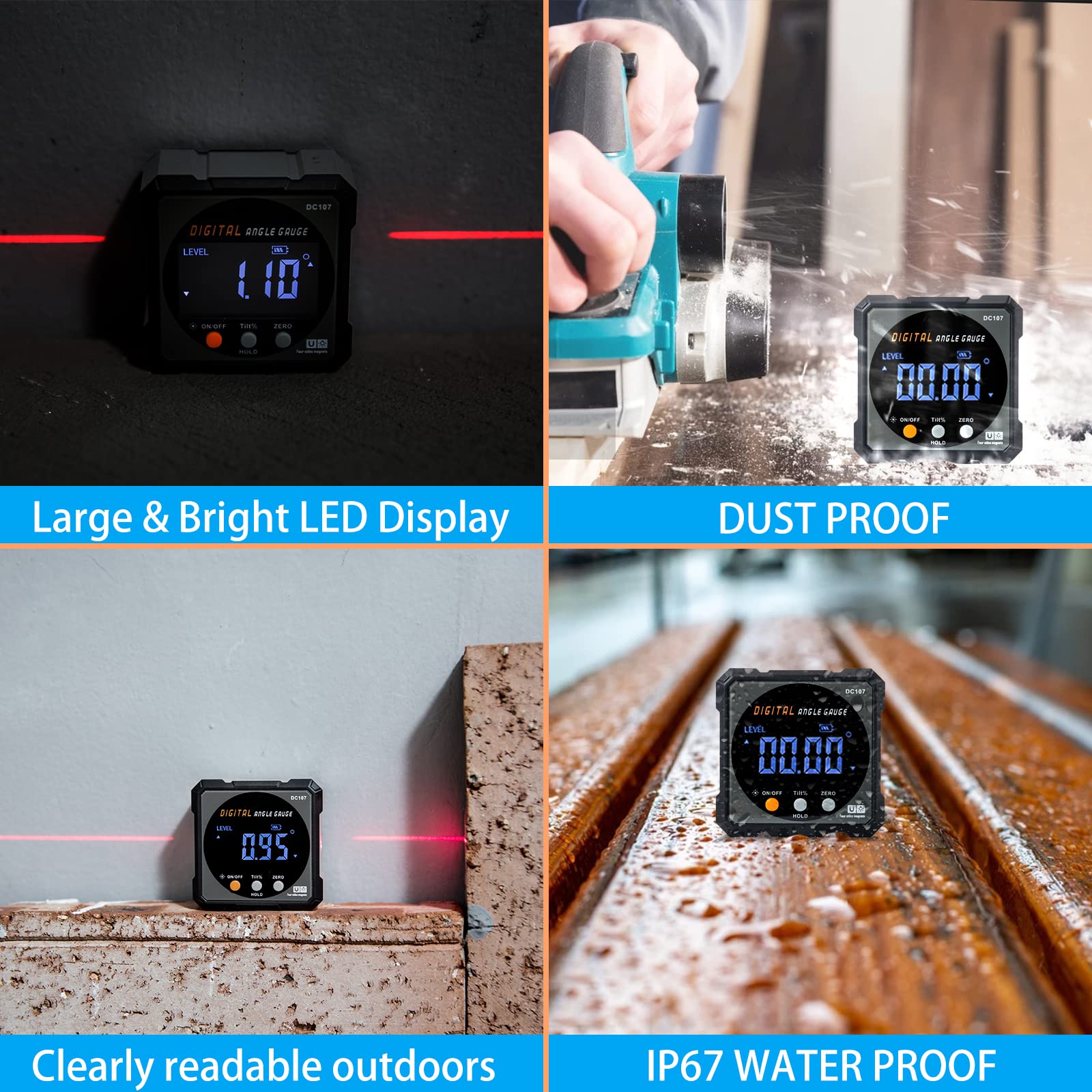 Digital Laser Level Angle Finder with 4-Side Strong Magnet