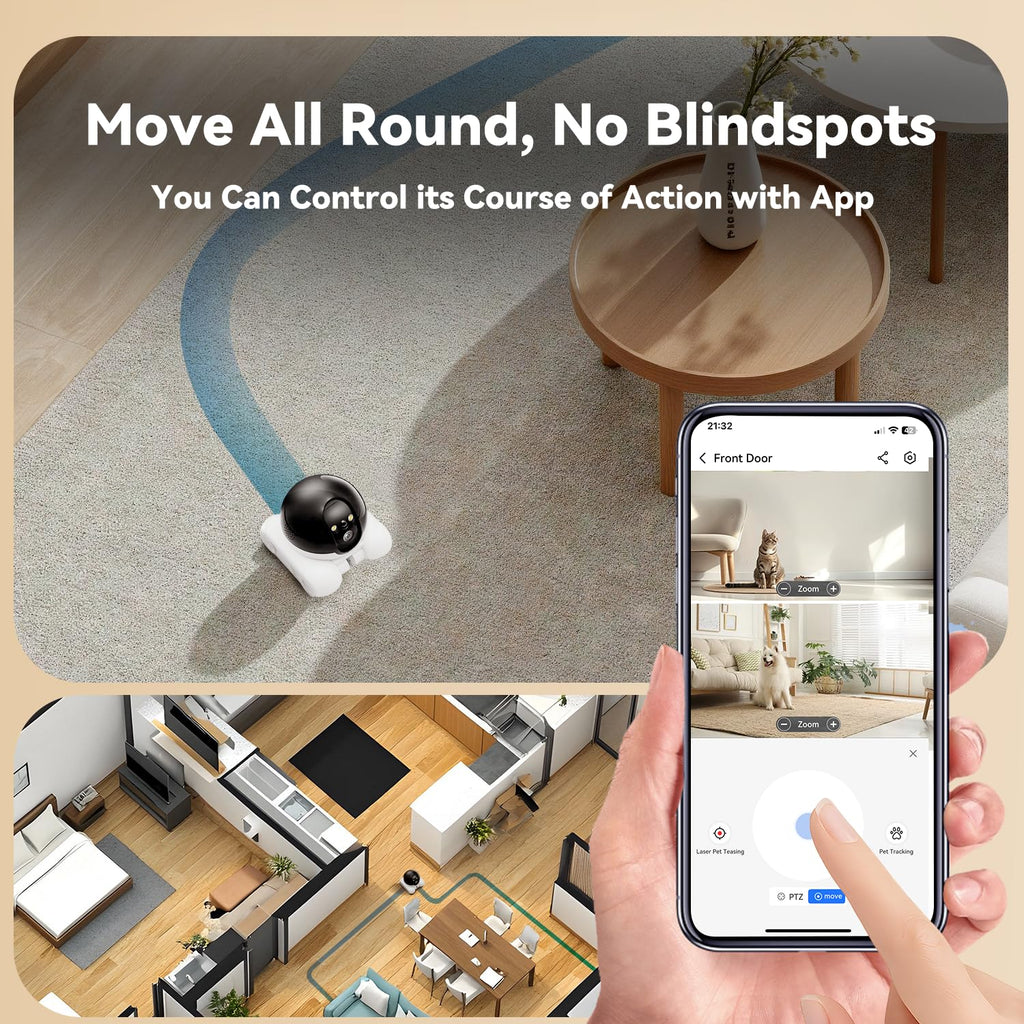 DreamBee 1080P Dual Lens Bewegliche Roboter-Sicherheitskamera