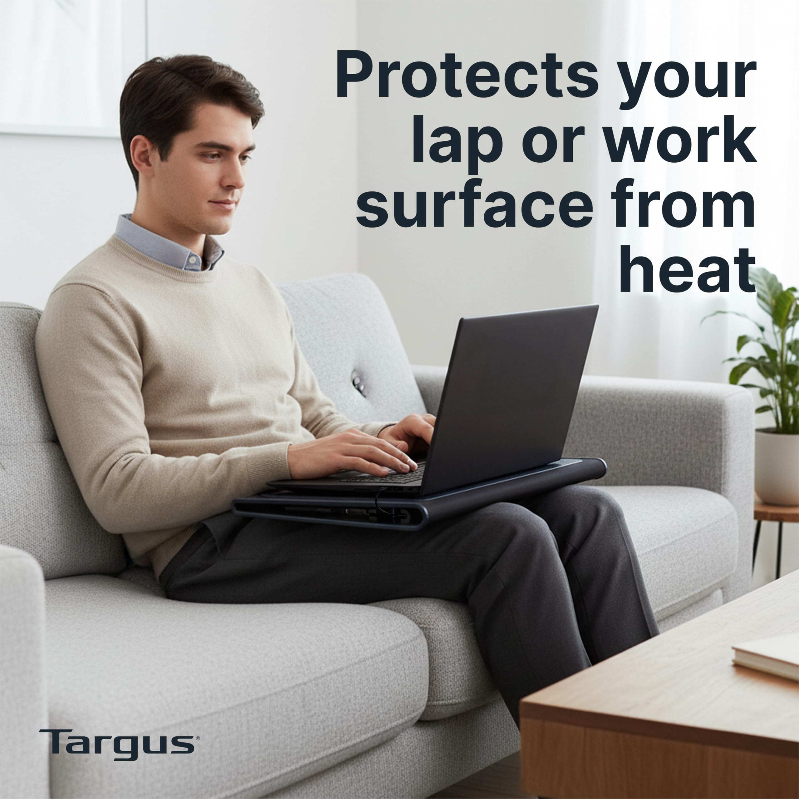 Targus 17 Inch Dual Fan Lap Chill Mat - Soft Neoprene Laptop Cooling Pad for Heat Protection, Fits Most 17" Laptops and Smaller - USB-A Connected Dual Fans for Heat Dispersion (AWE55US)