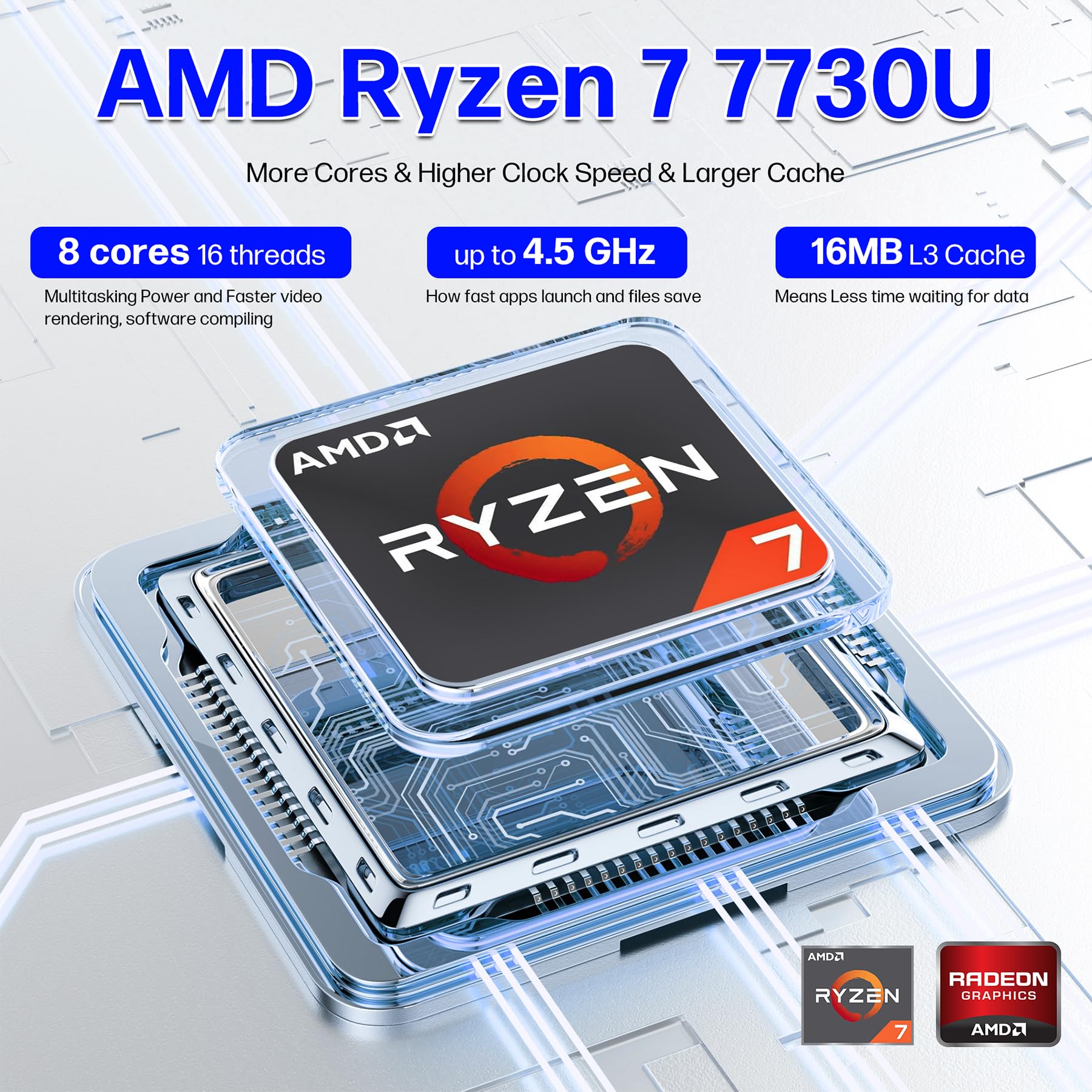 15.6" Touchscreen Laptop Ryzen 7 7730U 16GB DDR4 512GB