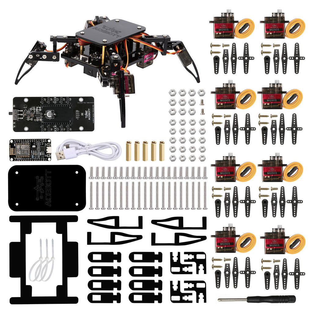 ACEBOTT STEM Robotics Science Kits for Adults, ESP8266 Spider Robot Building Kit, App Remote Control, Walking Crawling Fun Educational Toy for 12 + Year Old Boys, Girls, Teens, Adults Unique Gifts