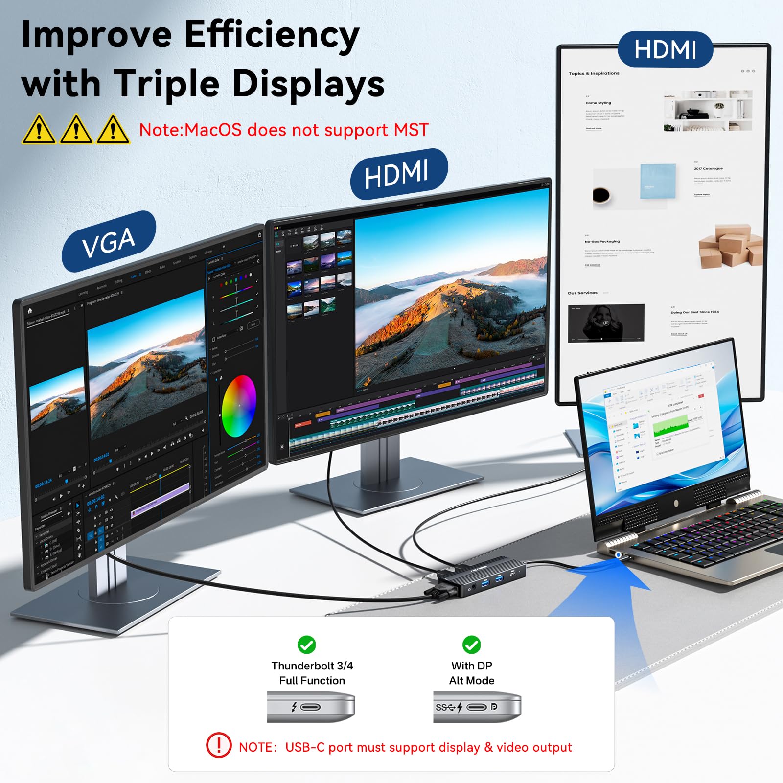 Estación de Acoplamiento USB-C Hub 8 en 1 con