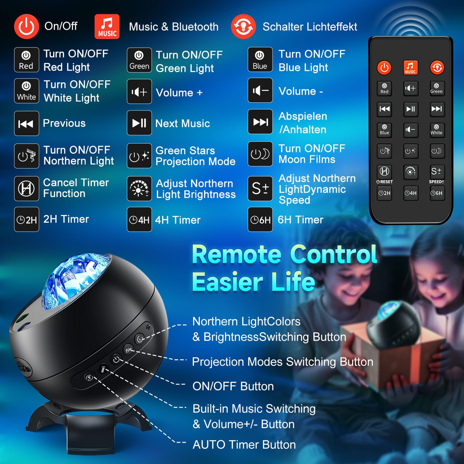 Northern Galaxy Light Projector, 300+Modes & 5 Films Star Projector, 15 White Noise & Bluetooth Moon Galaxy Projector, Teen Girl Gifts Trendy Stuff, Gifts Star Lights for Ceiling, Bedroom Decor