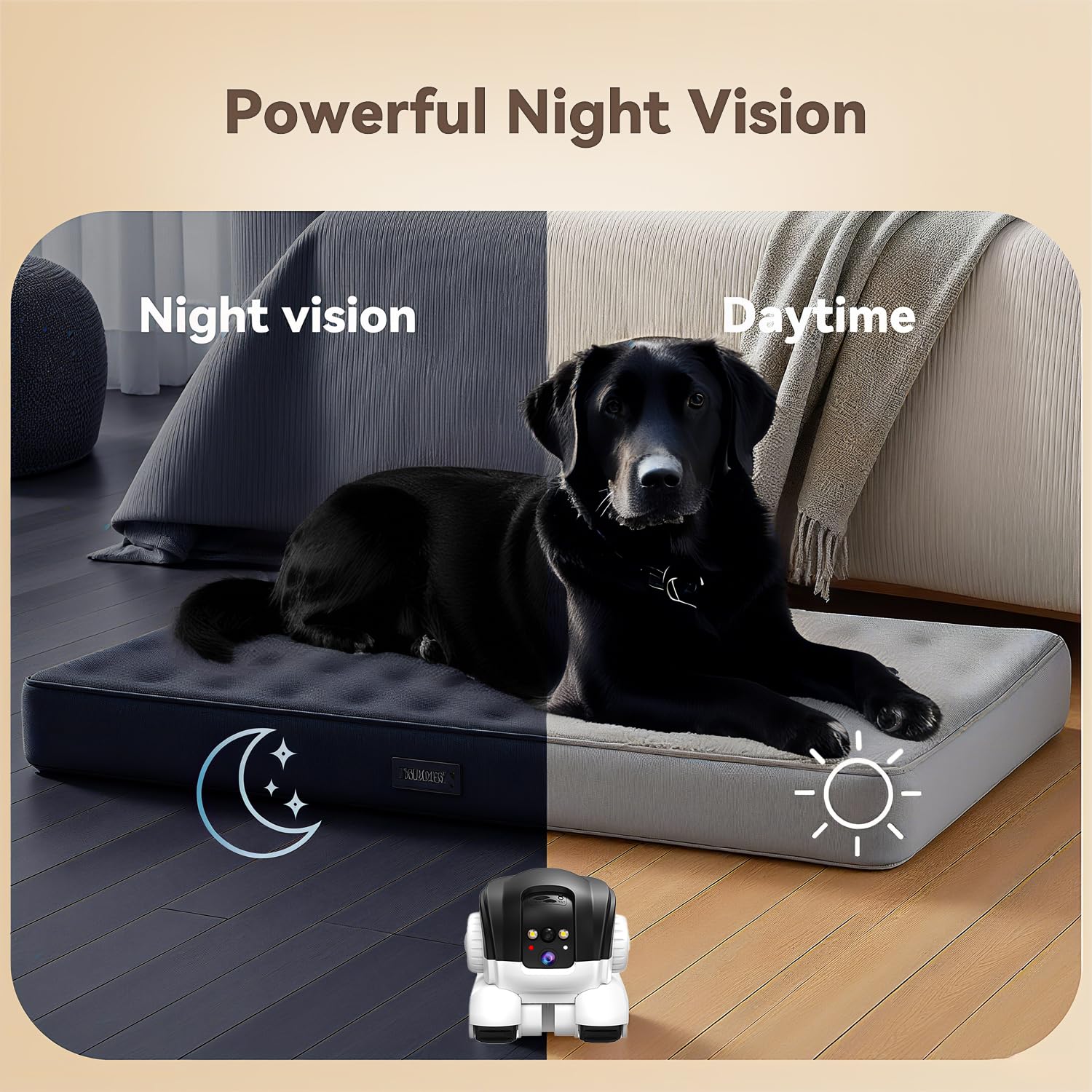 AEZ Robot Camera on Wheels 1080P Dual Lens,Security Indoor Camera with 2-Way Talk,Blinky Bot with Night Vision, Distance Bot 5200mAh Battery & App Control for Cats/Dogs/Baby/Elderly (SD/Cloud Storage)