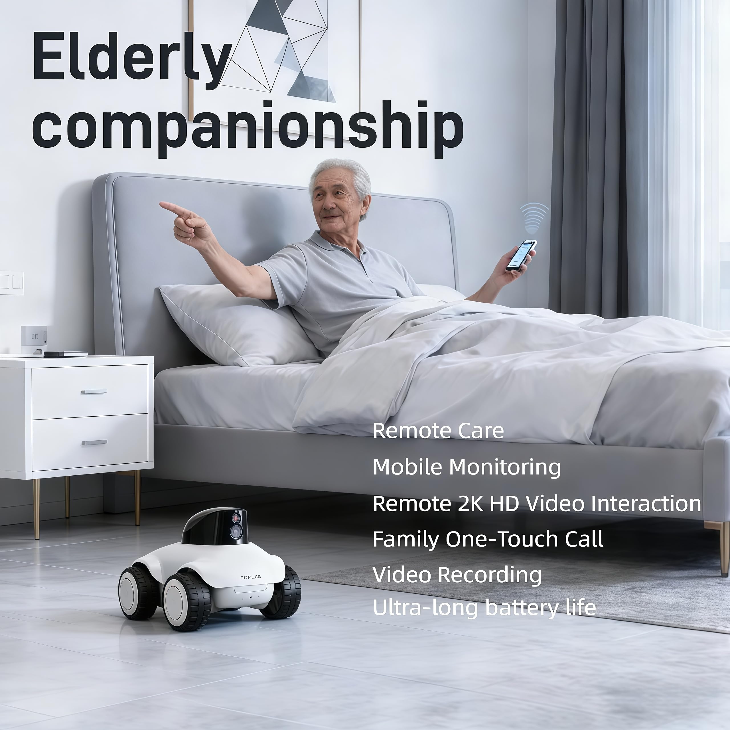 Rtwxi Family Smart Companion Robot, 2K HD Pet Camera Robot, Security Camera for Home, Battery-Powered with Phone App, 1-Click Interaction, 2-Way Voice, Night Vision, Motion Detection, Video Recording