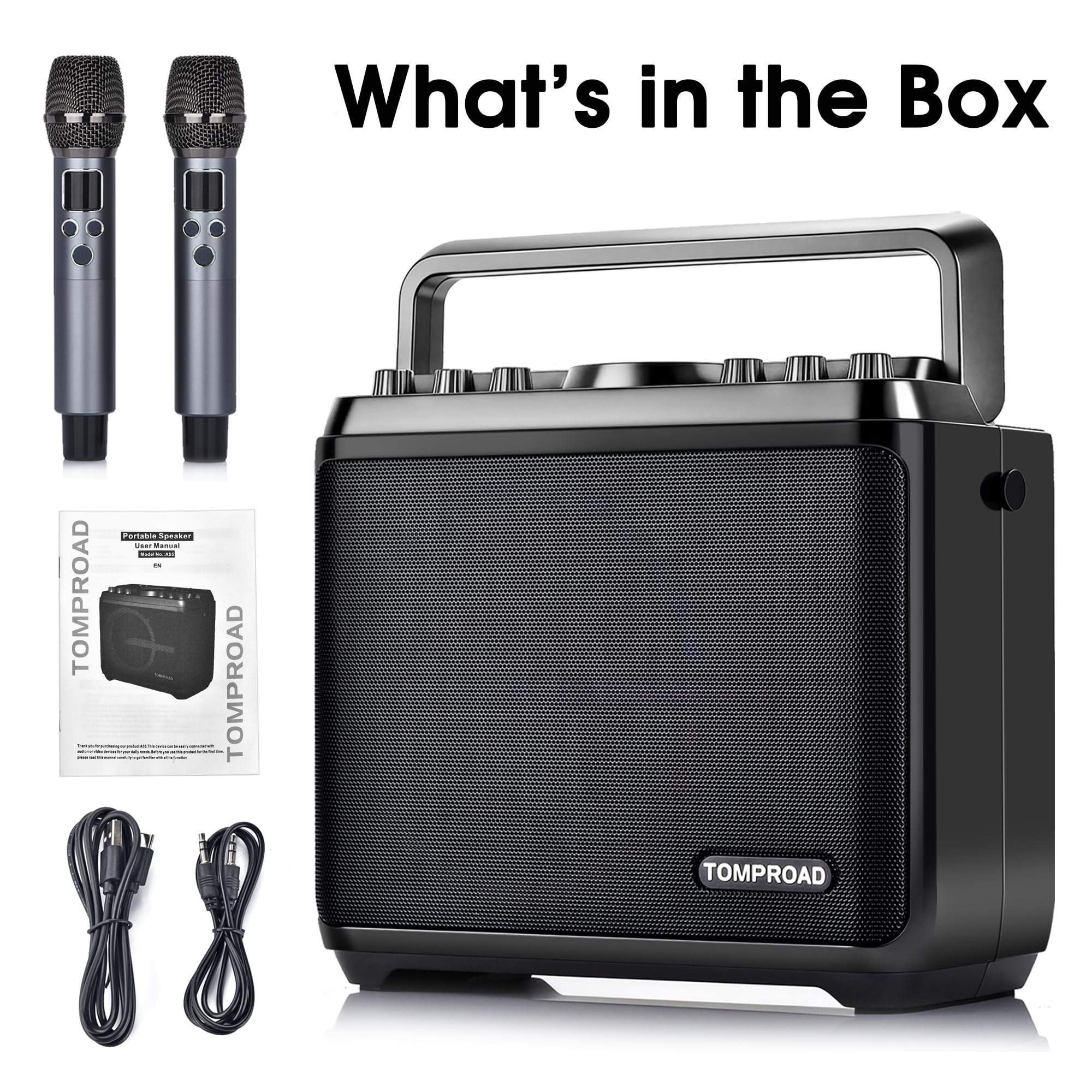 Karaoke Machine with Wireless Microphones, 6.5" Woofer A55