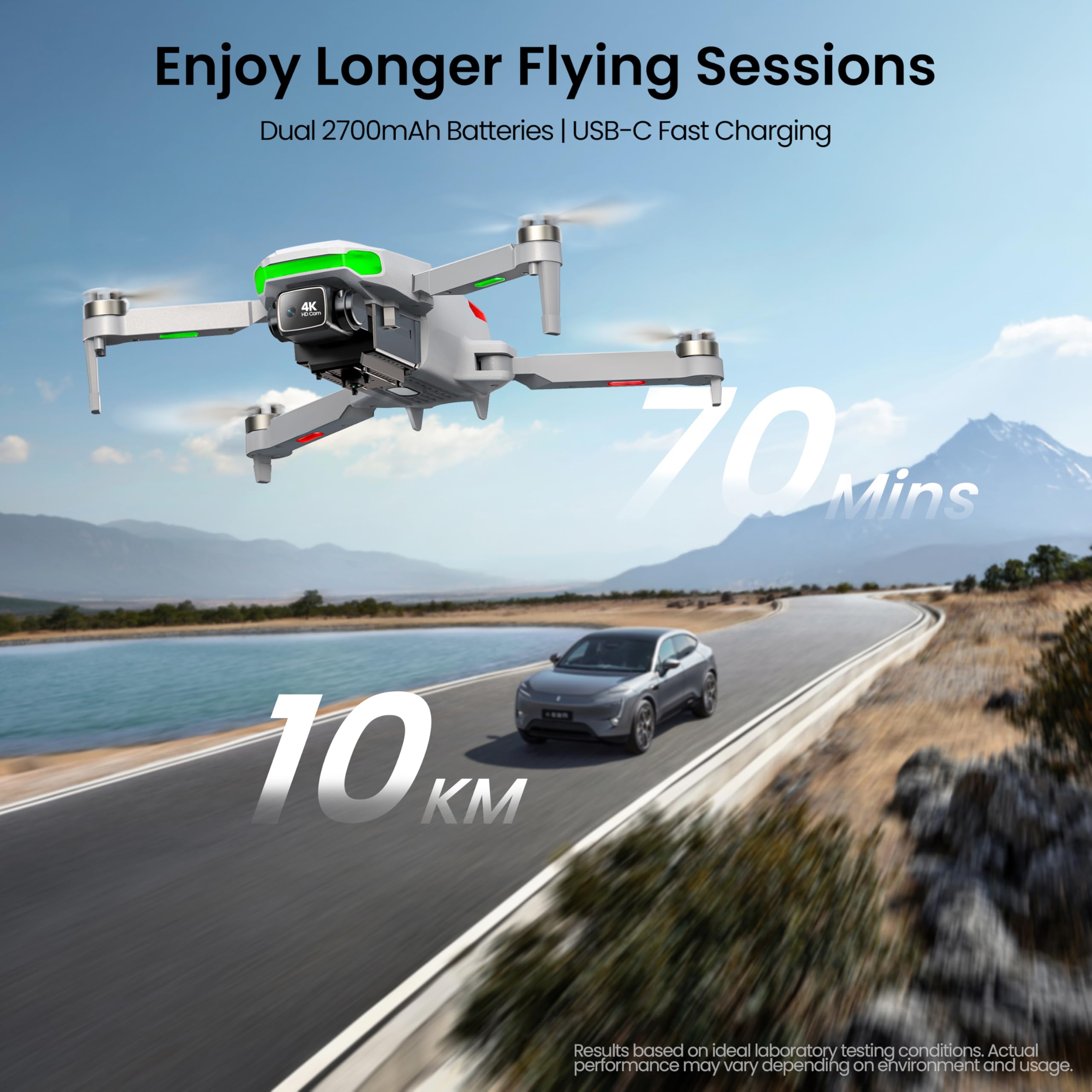 4K GPS-Drohne mit 5-Zoll FPV-Bildschirm für Luftaufnahmen