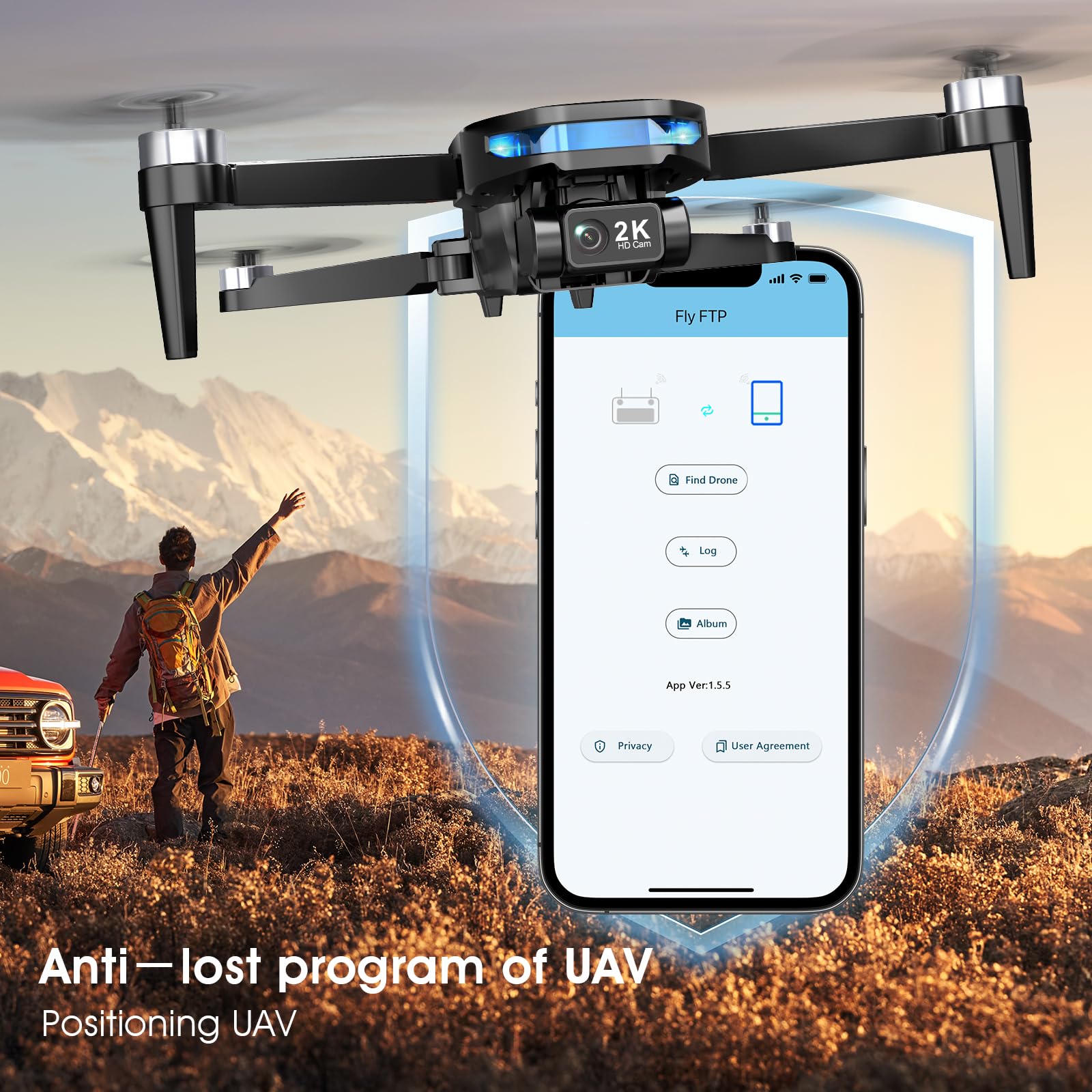 GPS Drone with EIS 2K Camera 7.22 Inch FPV