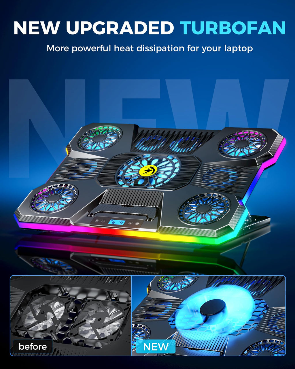 Base de Enfriamiento para Portátiles con 9 Ventiladores RGB