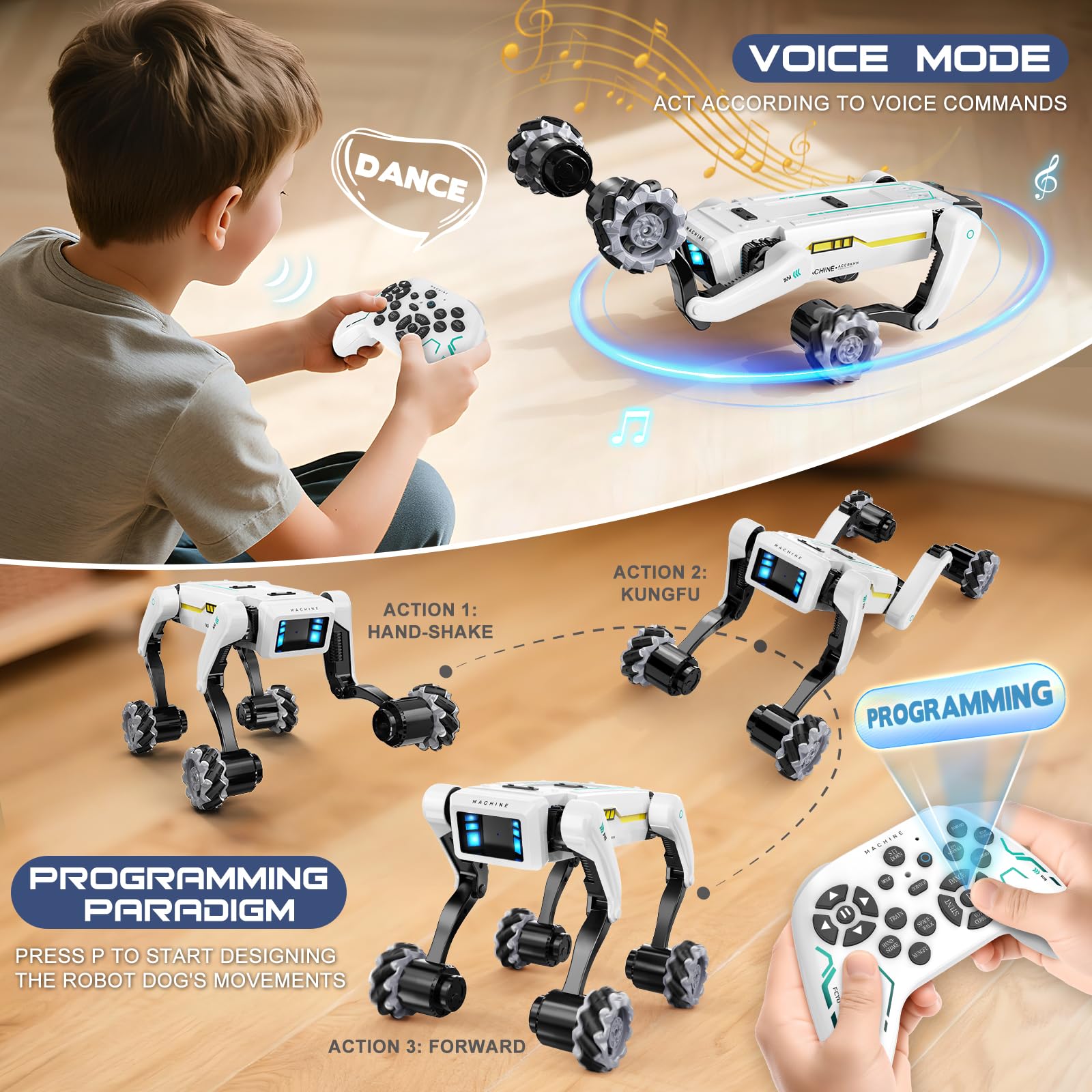 Interactive Robot Dog with Voice Control and Wheels SRD-01