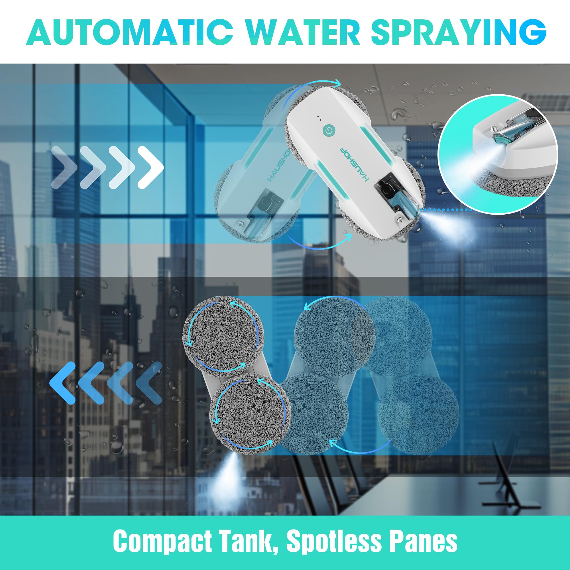 HAUSHOF Robot Window Cleaner with 3800Pa Suction and Auto Water System