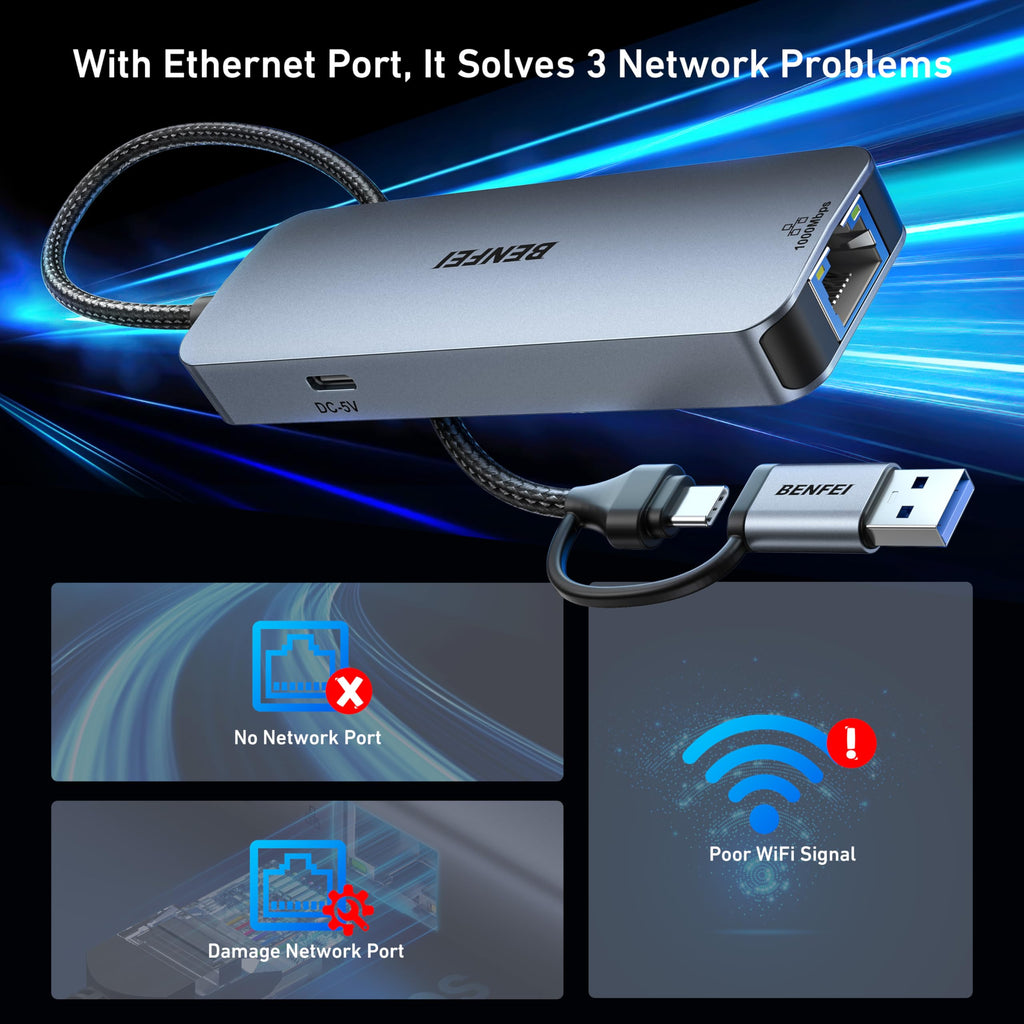 Adaptador Ethernet Gigabit USB-C con Hub USB 3.0 de
