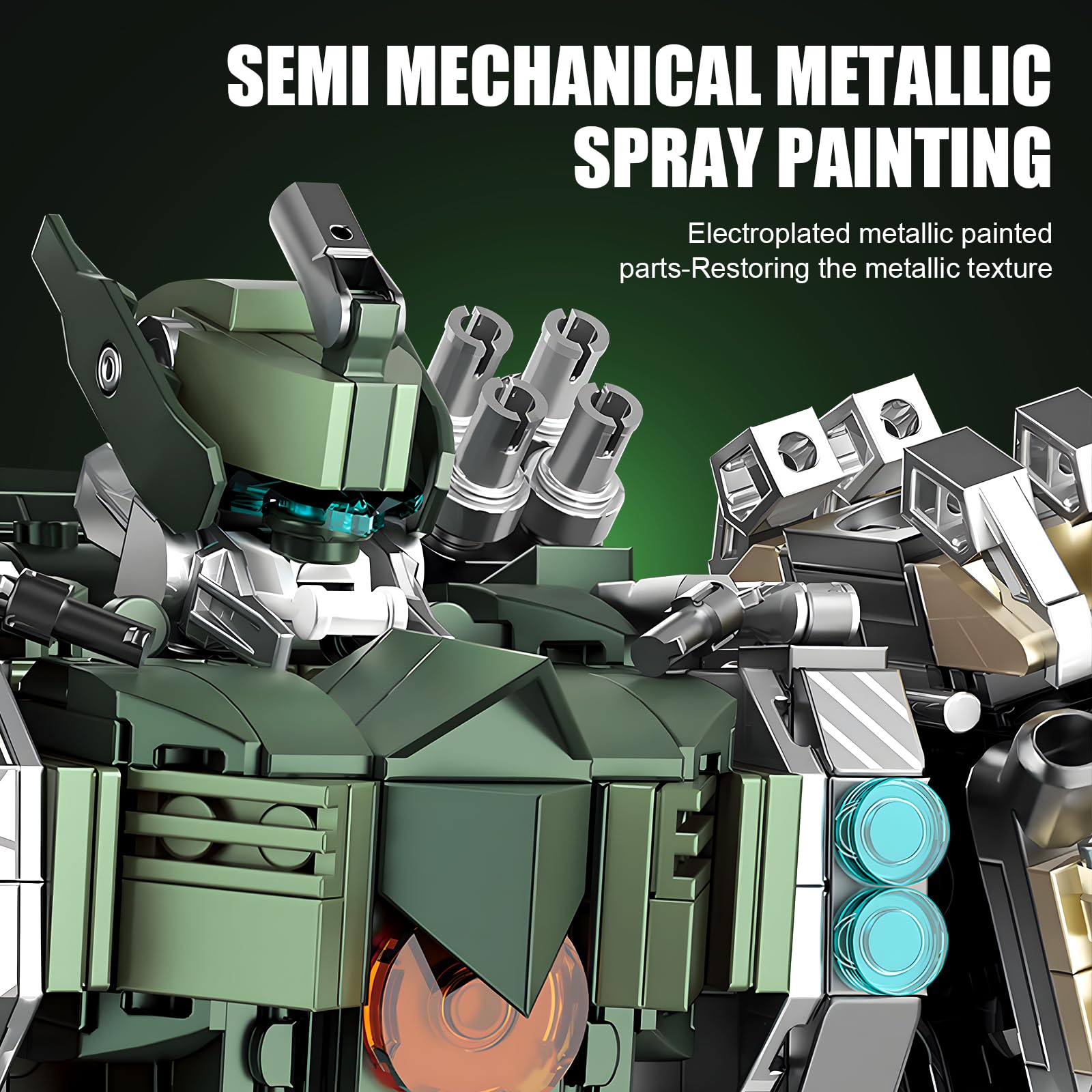 Motorized Mech Robot Building Kit with Weapons, Industrial Style