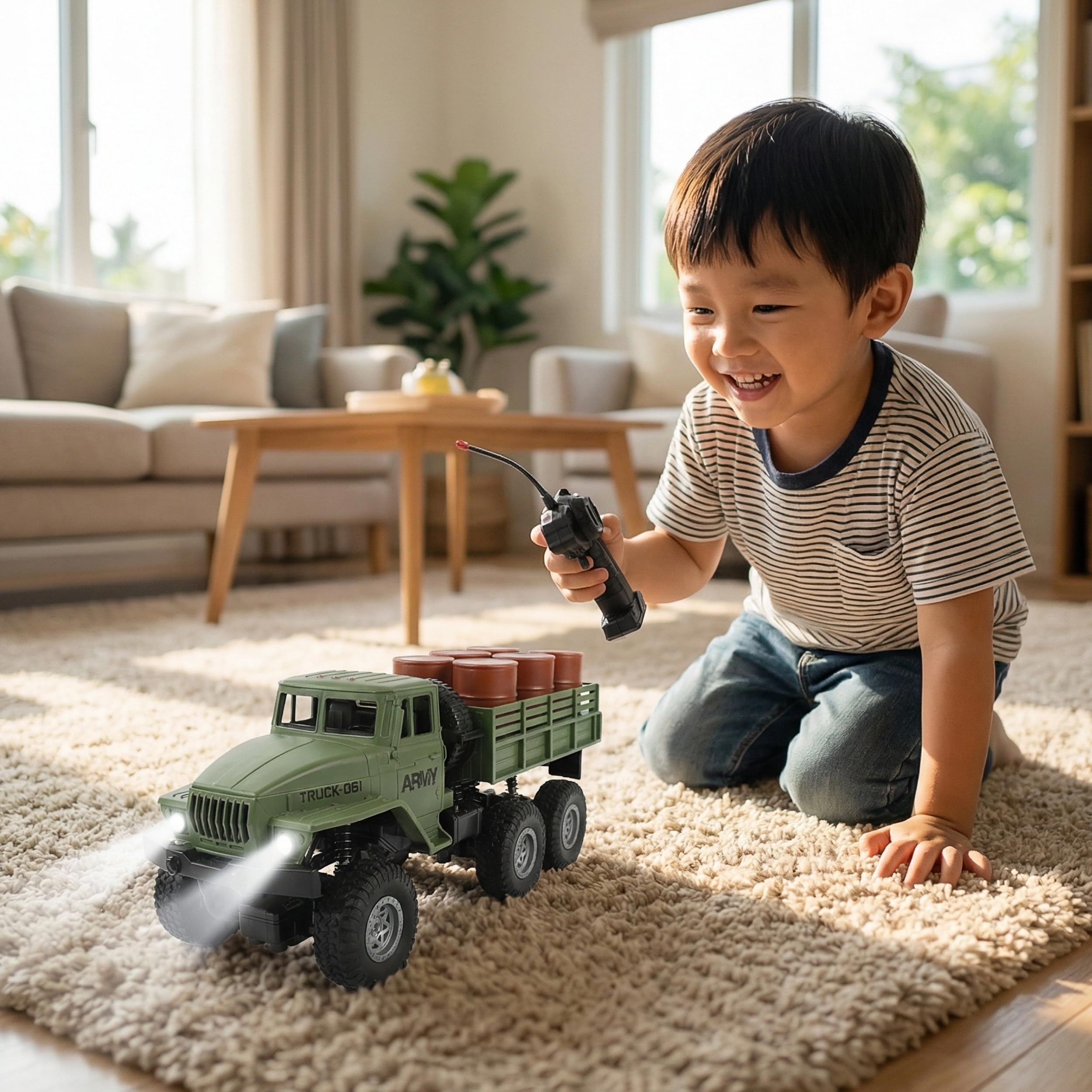 Camion Militare RC in Scala 1:18 2.4GHz con Barili