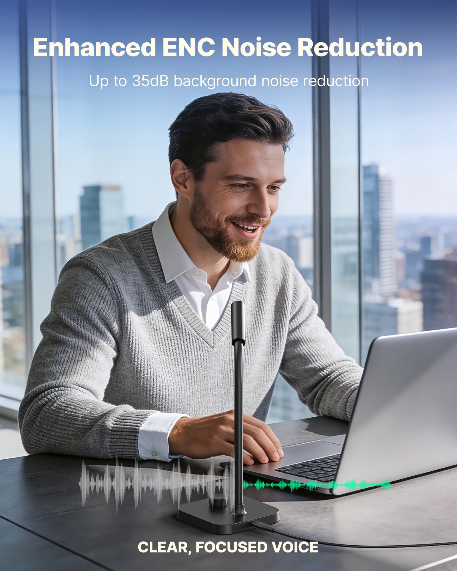 BOYA CM40 Computer USB Microphone for PC, Laptop, Mac & Phones with 192kHz/24-Bit, ENC Noise Cancellation, 0–30 dB Gain, One-Touch Mute, Headphone Monitoring, Gooseneck Microphone for Gaming Podcast